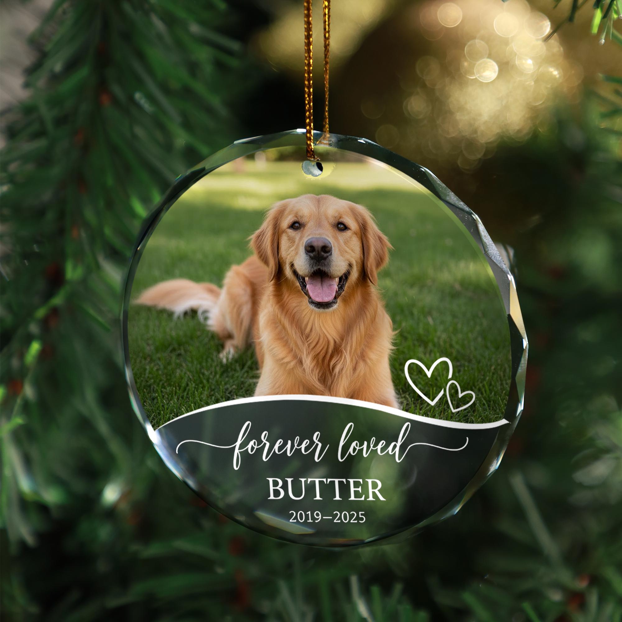 Personalized Dog Memorial Glass Ornament - Custom Pet Photo Loss Gift image 1