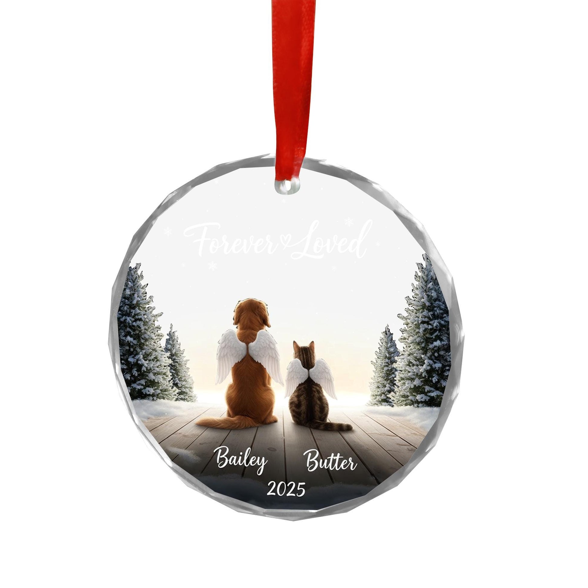 Custom Pet Memorial Ornament - Dog and Cat Loss Gift, Double Angel Pet Keepsake image 4
