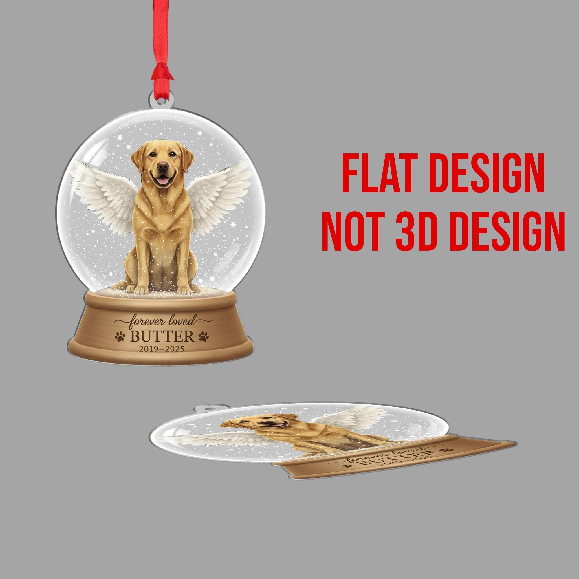 Personalized Pet Snow Globe Ornament - Angel Dog Memorial Keepsake image 2