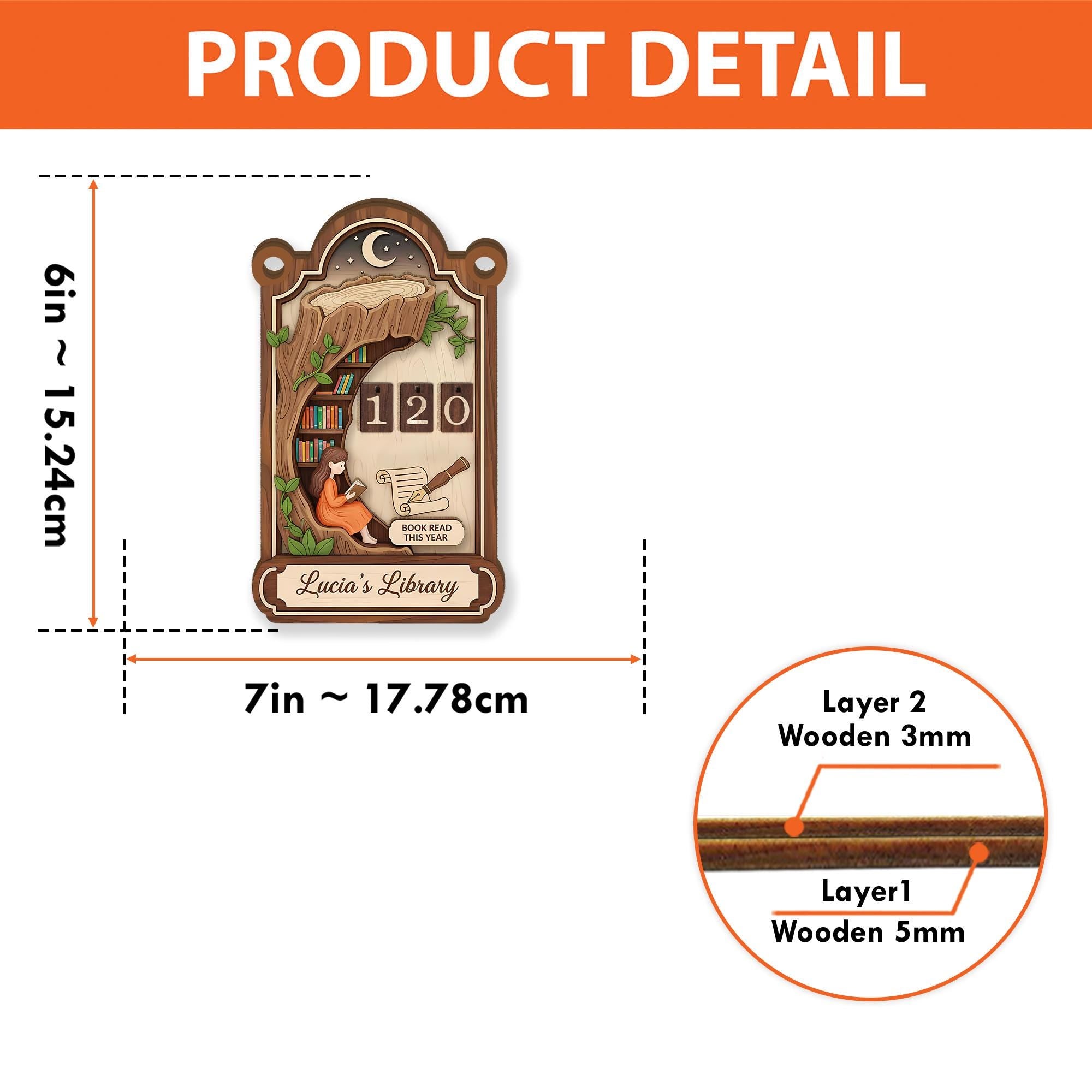 Personalized Books Read Tracker - Wooden Reading Counter, Unique Bookworm Gift image 3