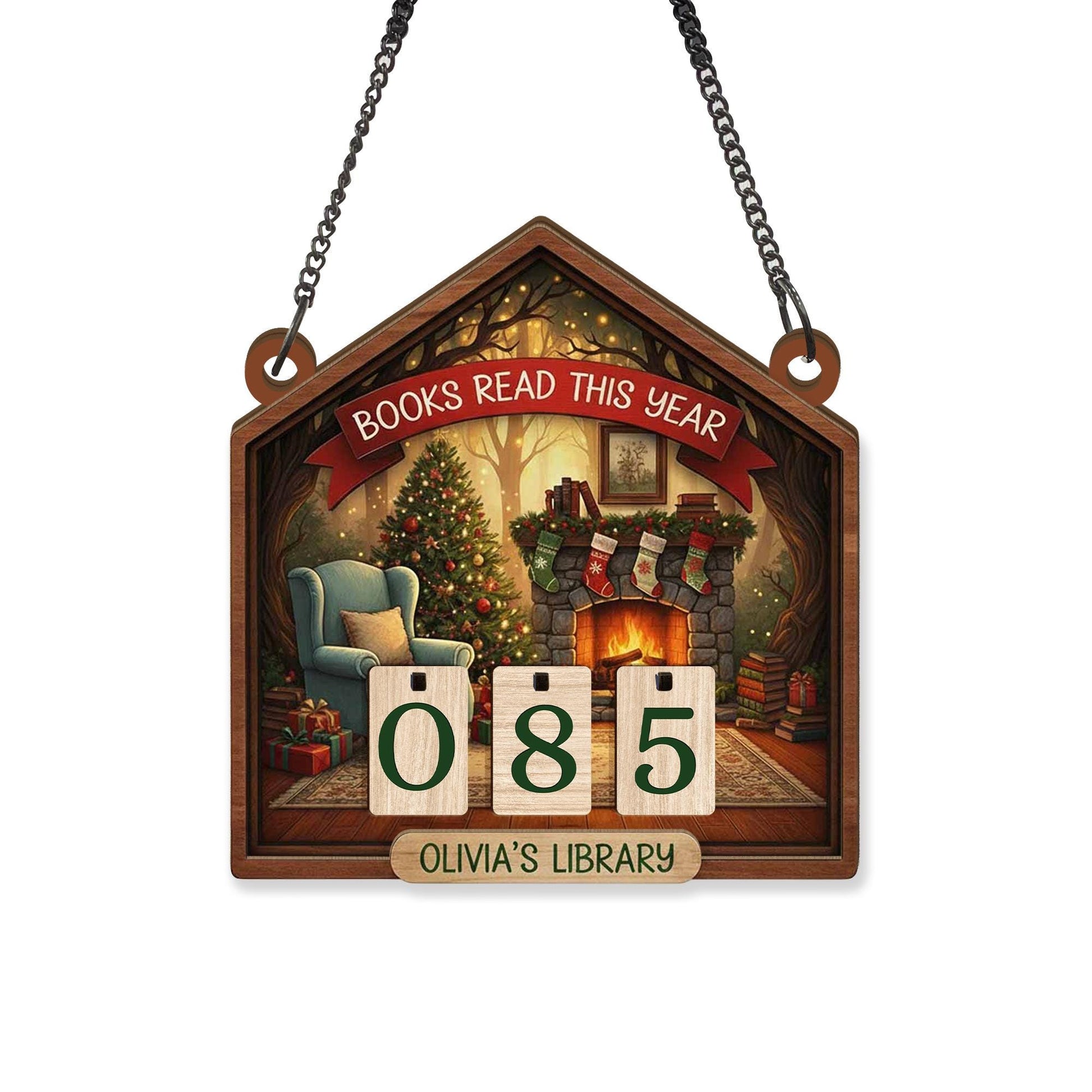 Christmas Books Read Tracker - Personalized Cozy Library Reading Counter image 6