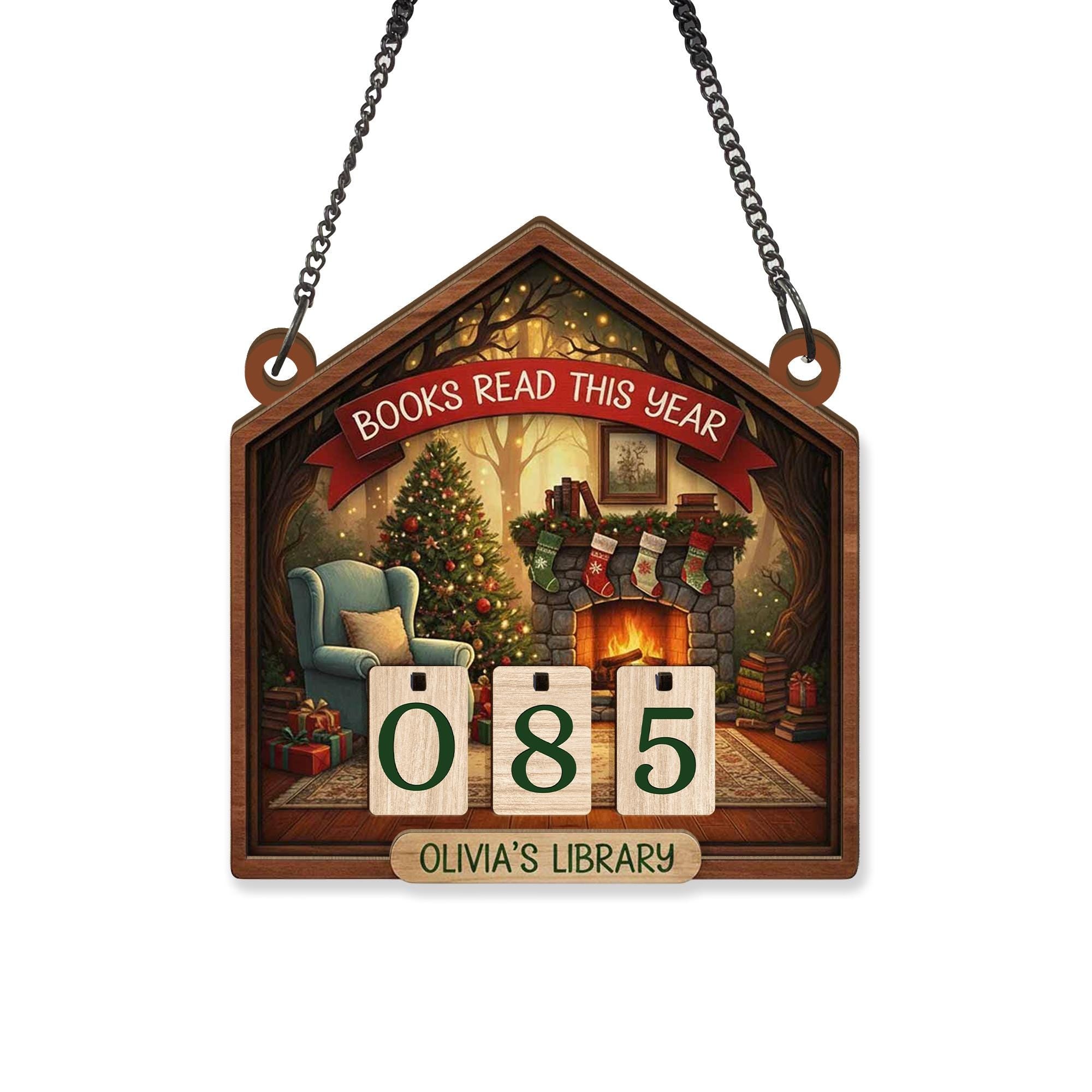 Christmas Books Read Tracker - Personalized Cozy Library Reading Counter image 6