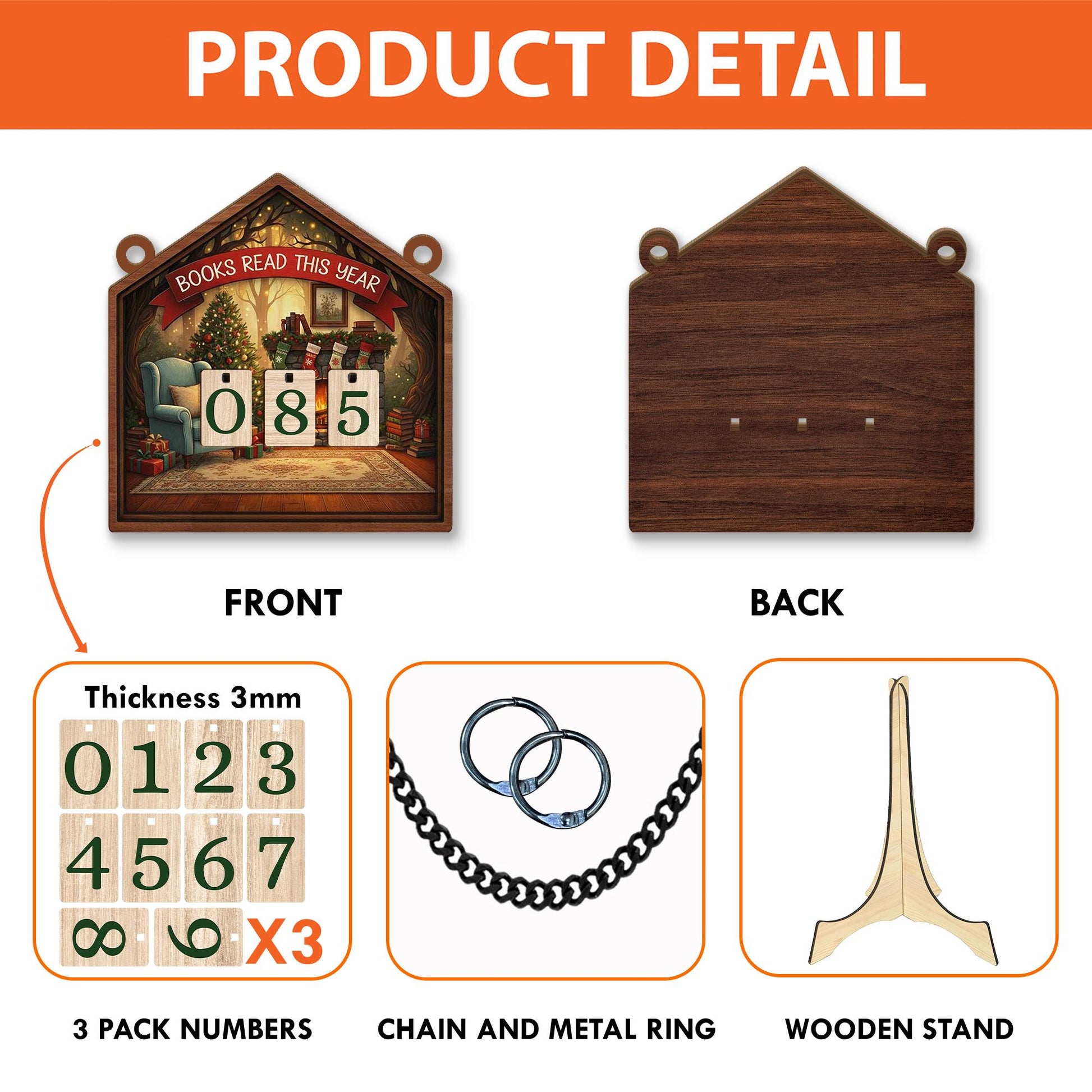 Christmas Books Read Tracker - Personalized Cozy Library Reading Counter image 3