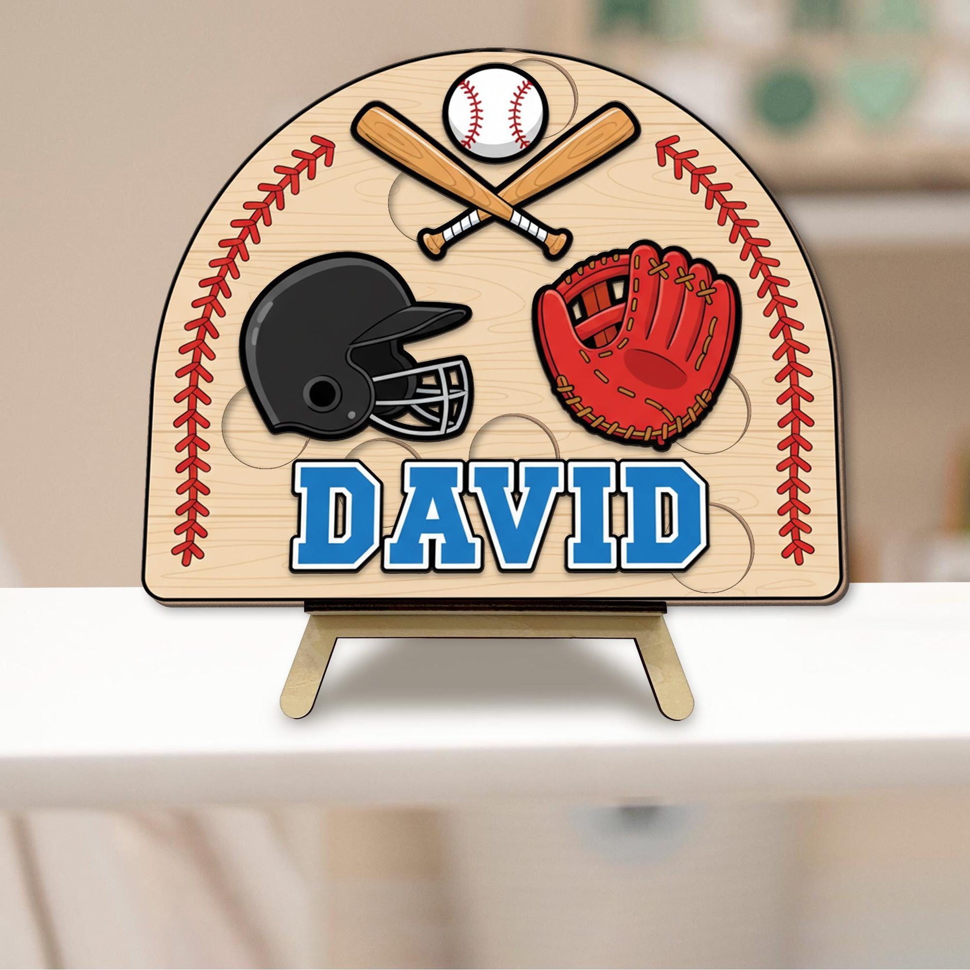 Personalized Baseball Puzzle - Wooden Name Toy Gift, Custom Sports Jigsaw for Kids, Christmas Gifts image 6
