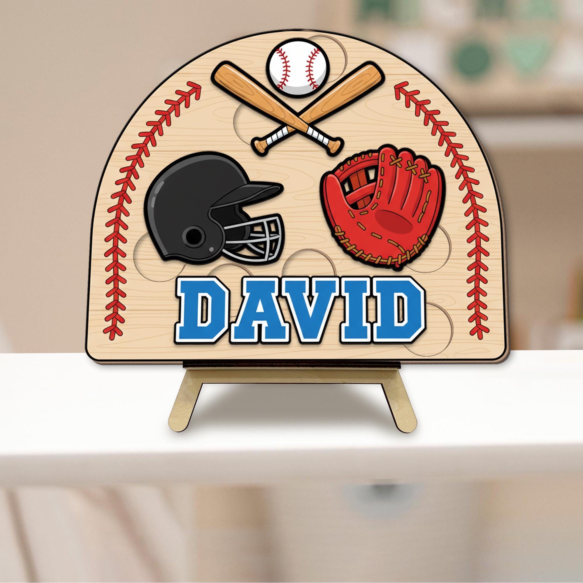 Personalized Baseball Puzzle - Wooden Name Toy Gift, Custom Sports Jigsaw for Kids, Christmas Gifts image 6