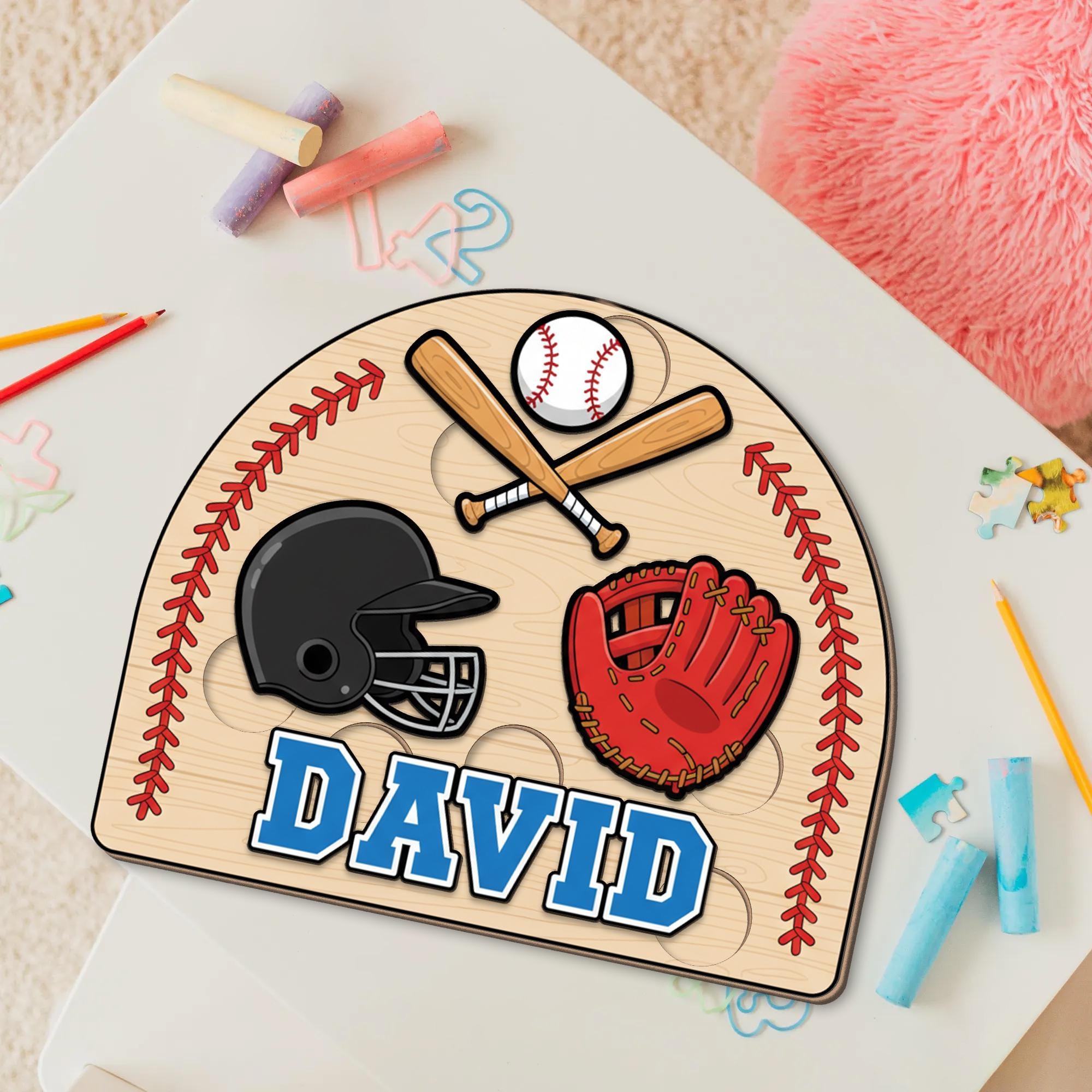 Personalized Baseball Puzzle - Wooden Name Toy Gift, Custom Sports Jigsaw for Kids, Christmas Gifts image 7