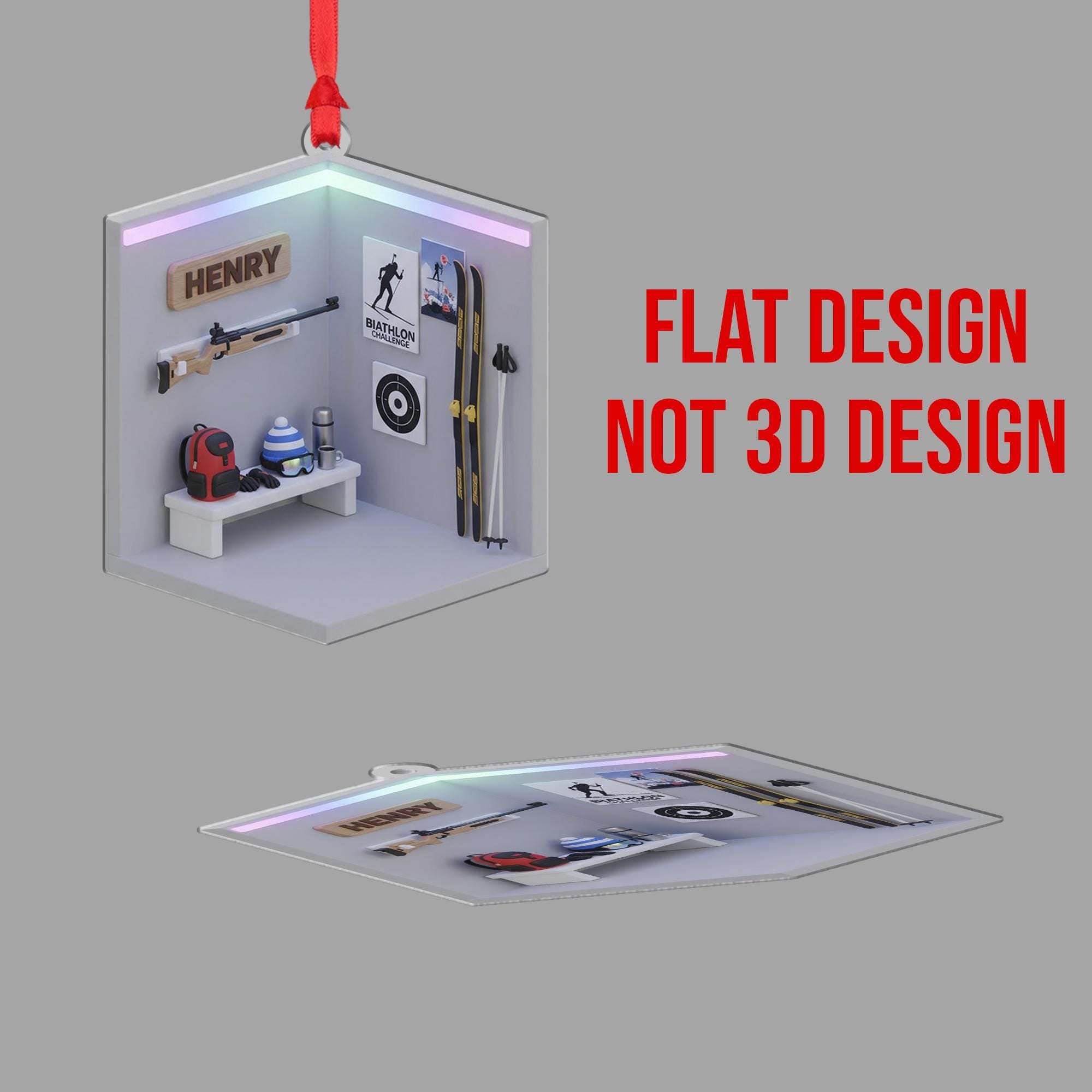 Personalized Biathlon Ornament Locker Diorama Skiing Shooting Rifle Keepsake image 5