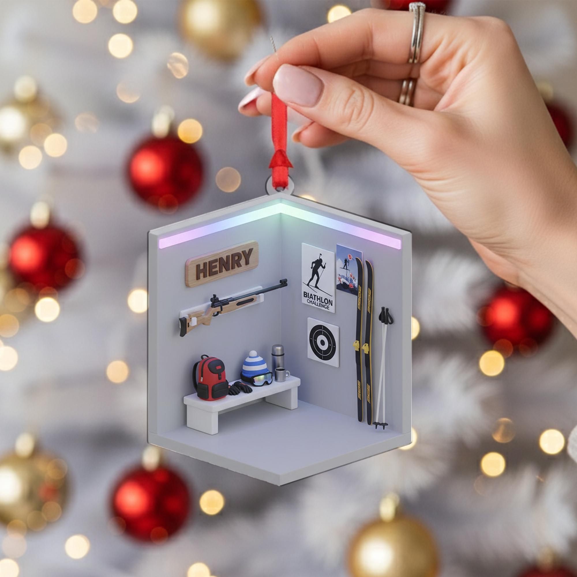 Personalized Biathlon Ornament Locker Diorama Skiing Shooting Rifle Keepsake image 7