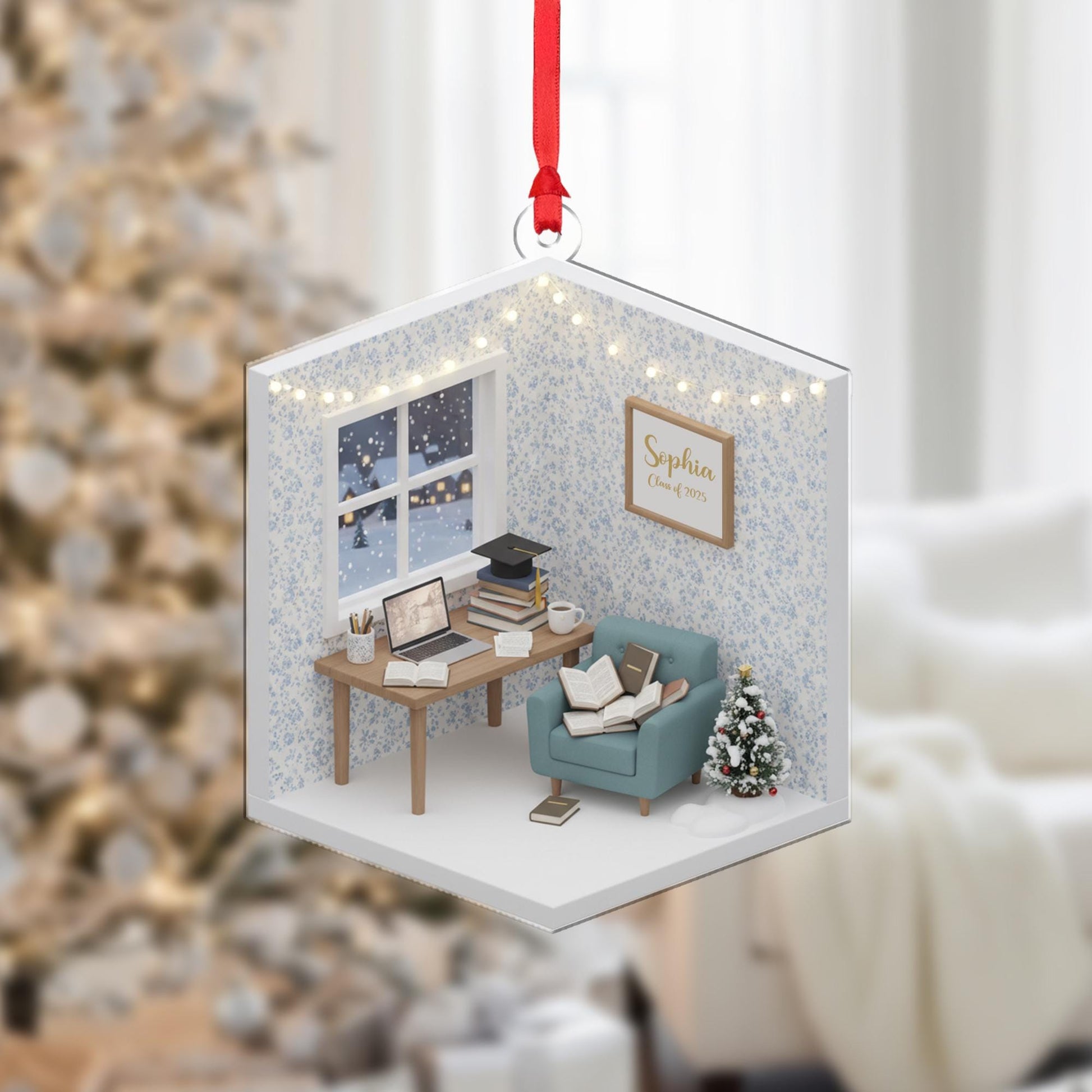 Personalized Dorm Room Ornament College Student Study Desk Graduation Keepsake image 1