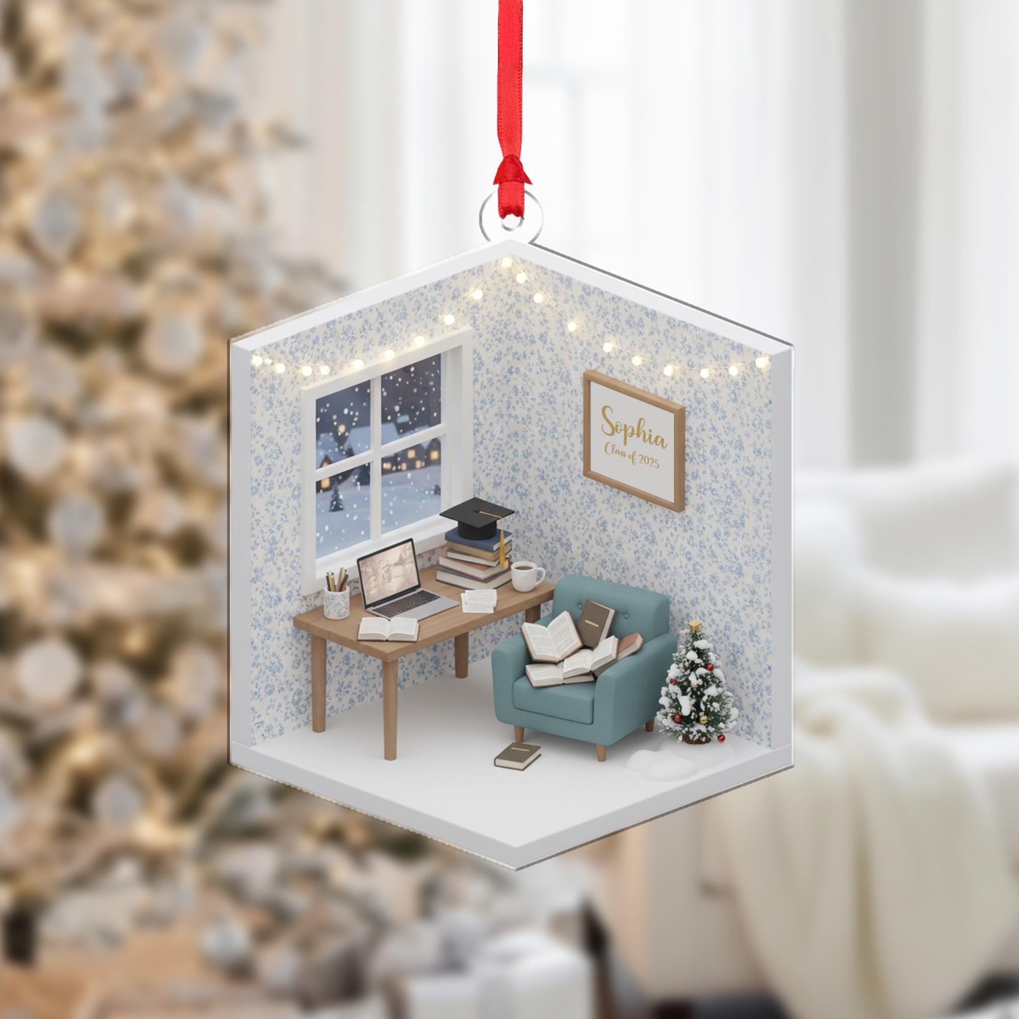 Personalized Dorm Room Ornament College Student Study Desk Graduation Keepsake image 1