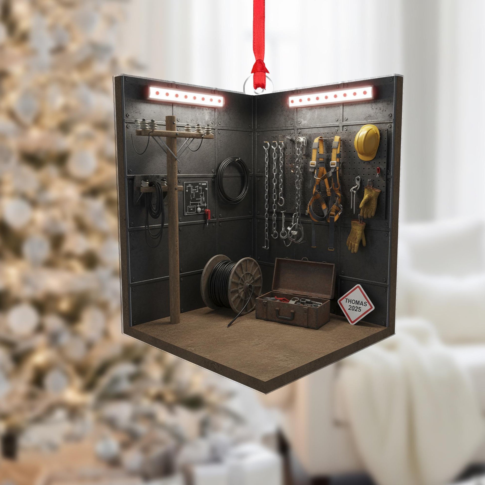 Personalized Lineman Ornament Utility Pole Tool Shed Electrician Keepsake image 3