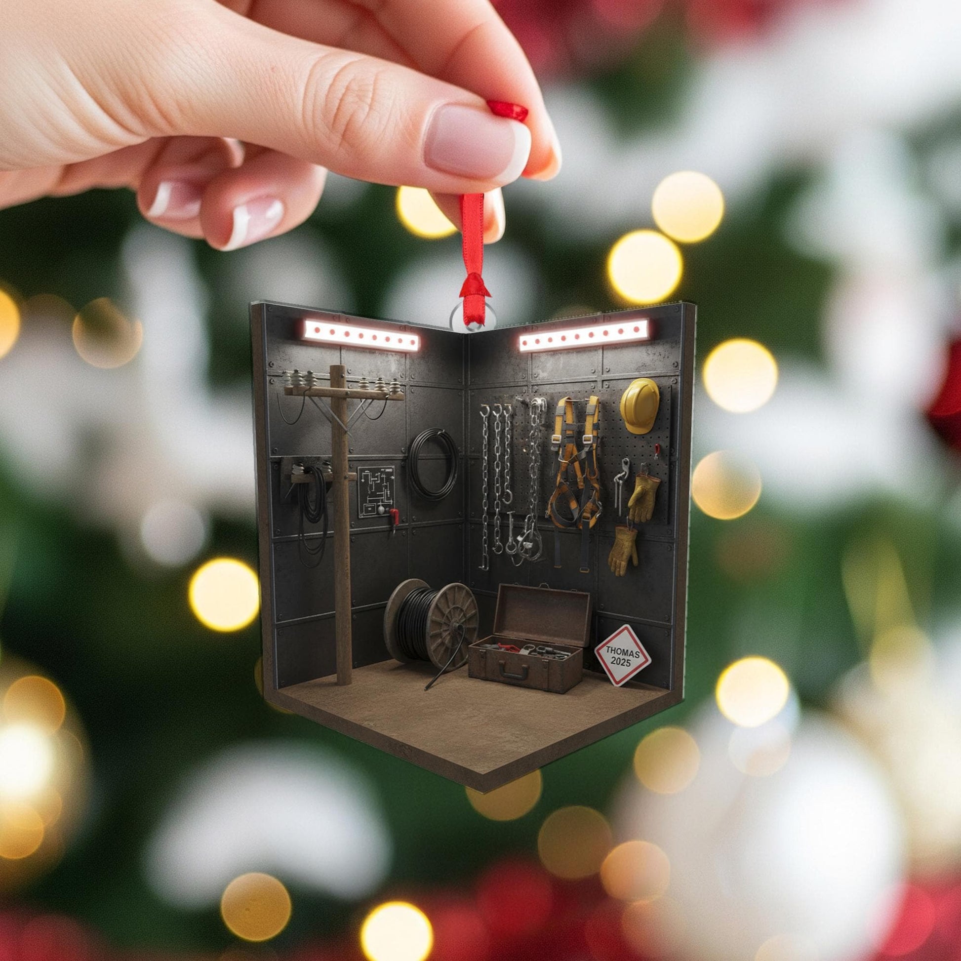 Personalized Lineman Ornament Utility Pole Tool Shed Electrician Keepsake image 6