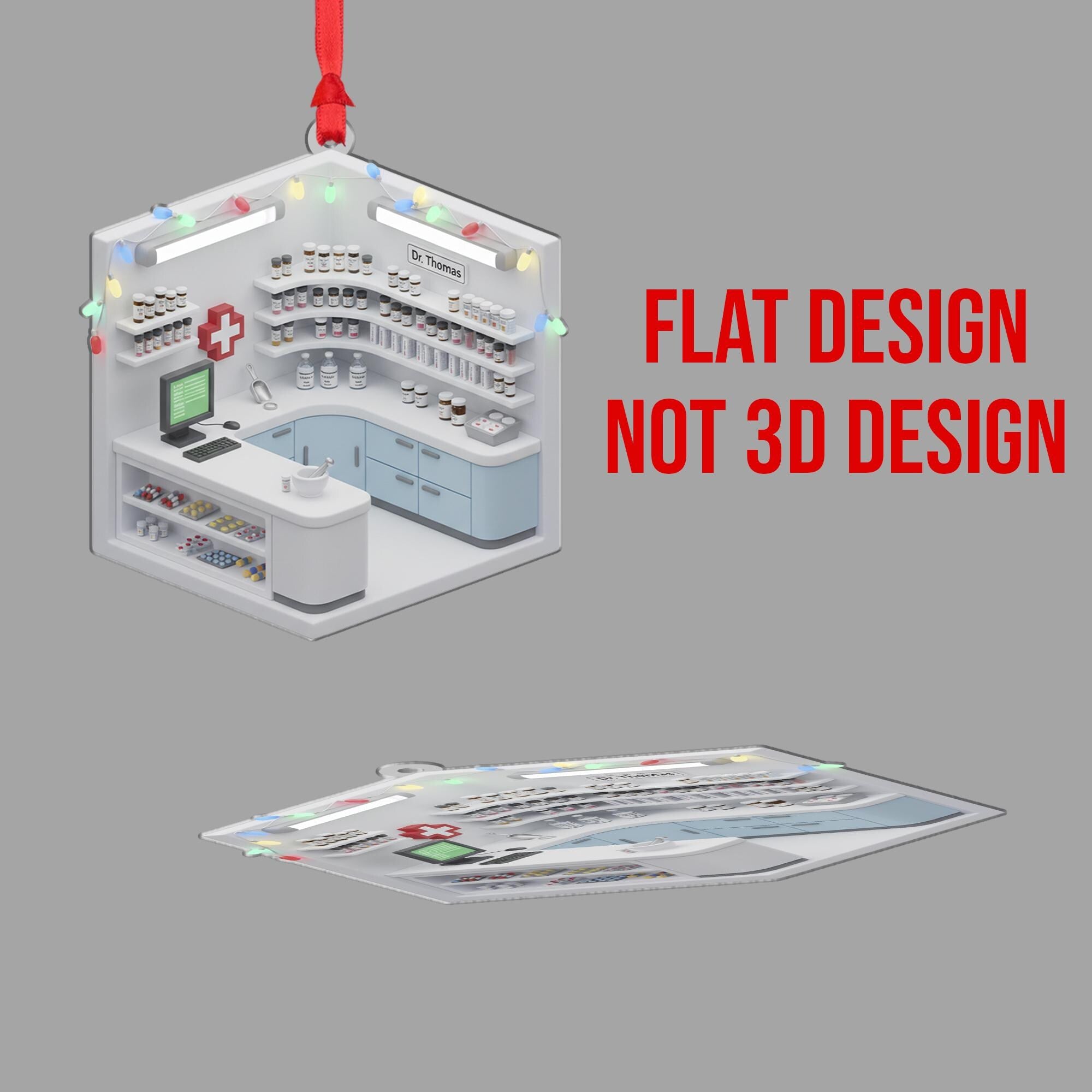 Personalized Pharmacist Ornament Counter Diorama Pharmacy Tech Rx Keepsake image 3