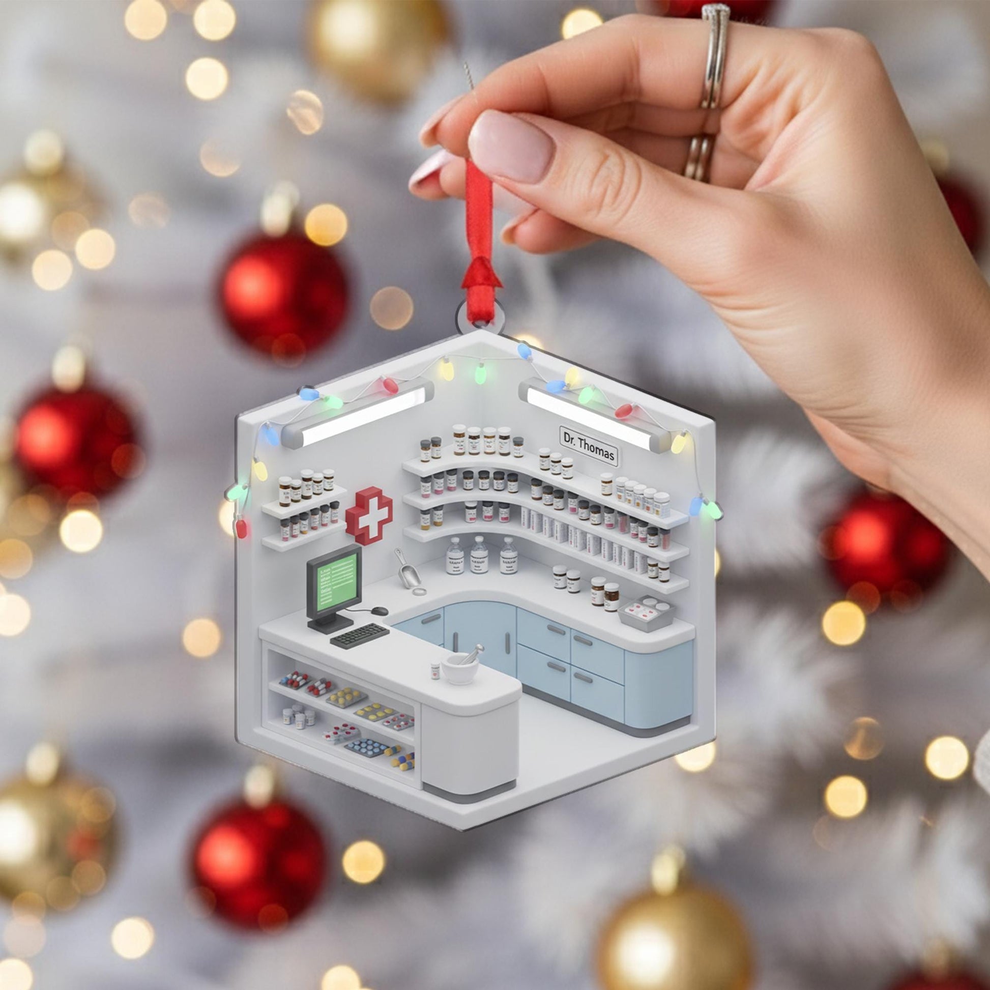 Personalized Pharmacist Ornament Counter Diorama Pharmacy Tech Rx Keepsake image 6