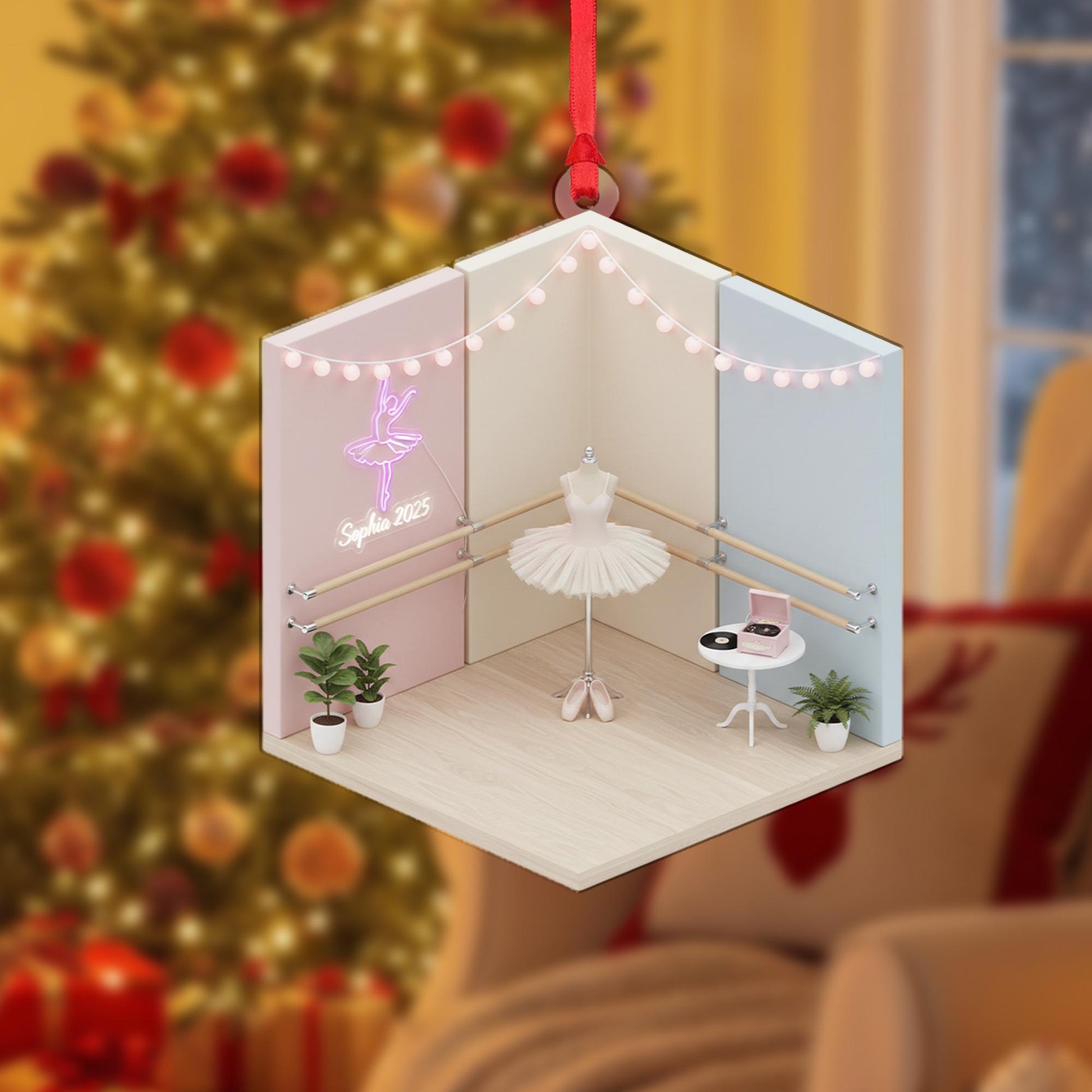 Personalized Ballet Ornament Studio Diorama Barre Tutu Dancer Keepsake image 2