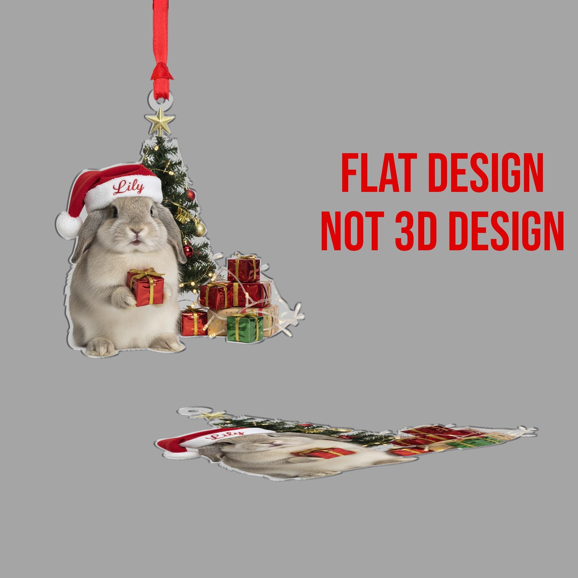 Personalized Lop Rabbit Ornament Santa Bunny Christmas Pet Portrait Keepsake image 4