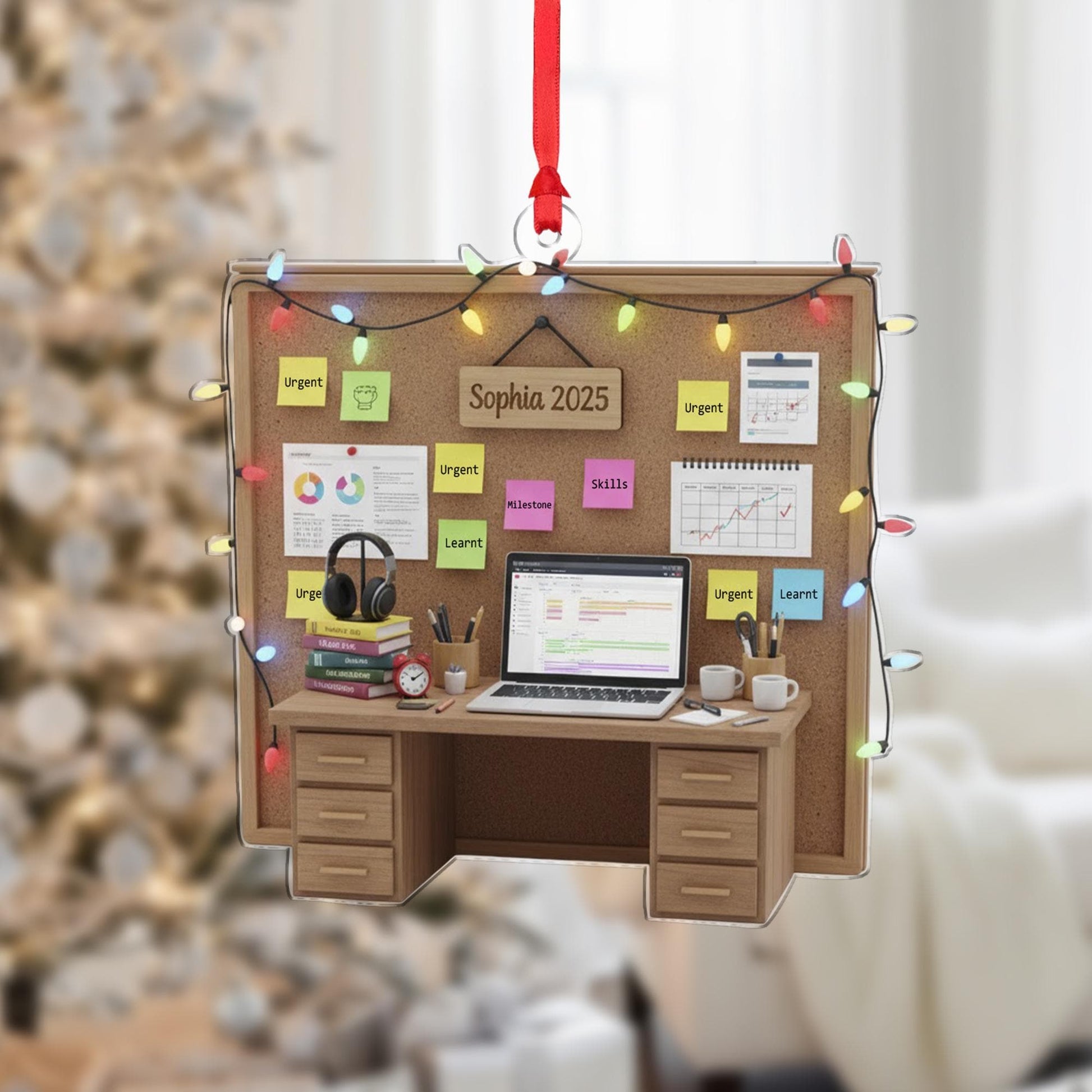 Personalized Home Office Ornament Desk Corkboard Worker Student Keepsake image 1