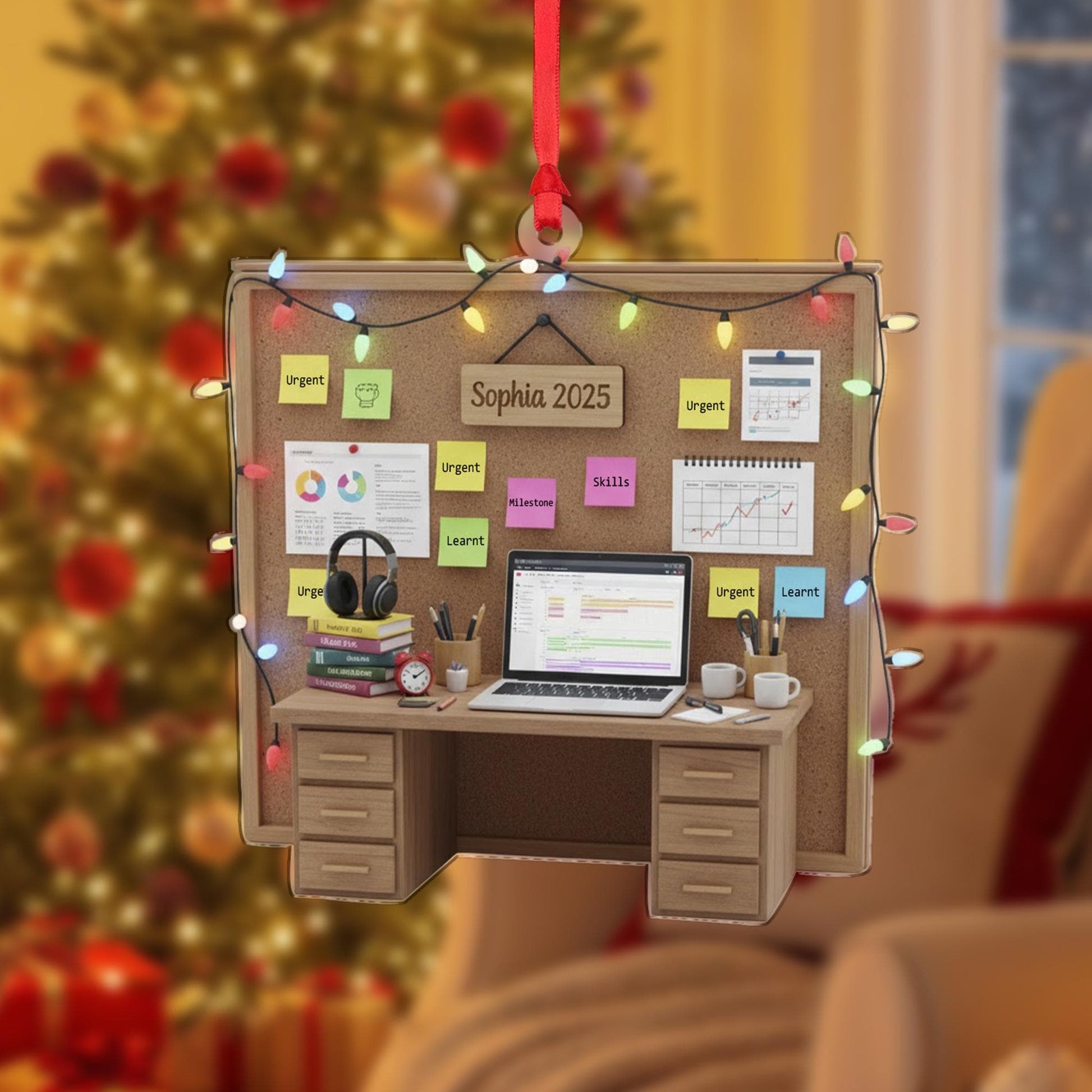 Personalized Home Office Ornament Desk Corkboard Worker Student Keepsake image 2