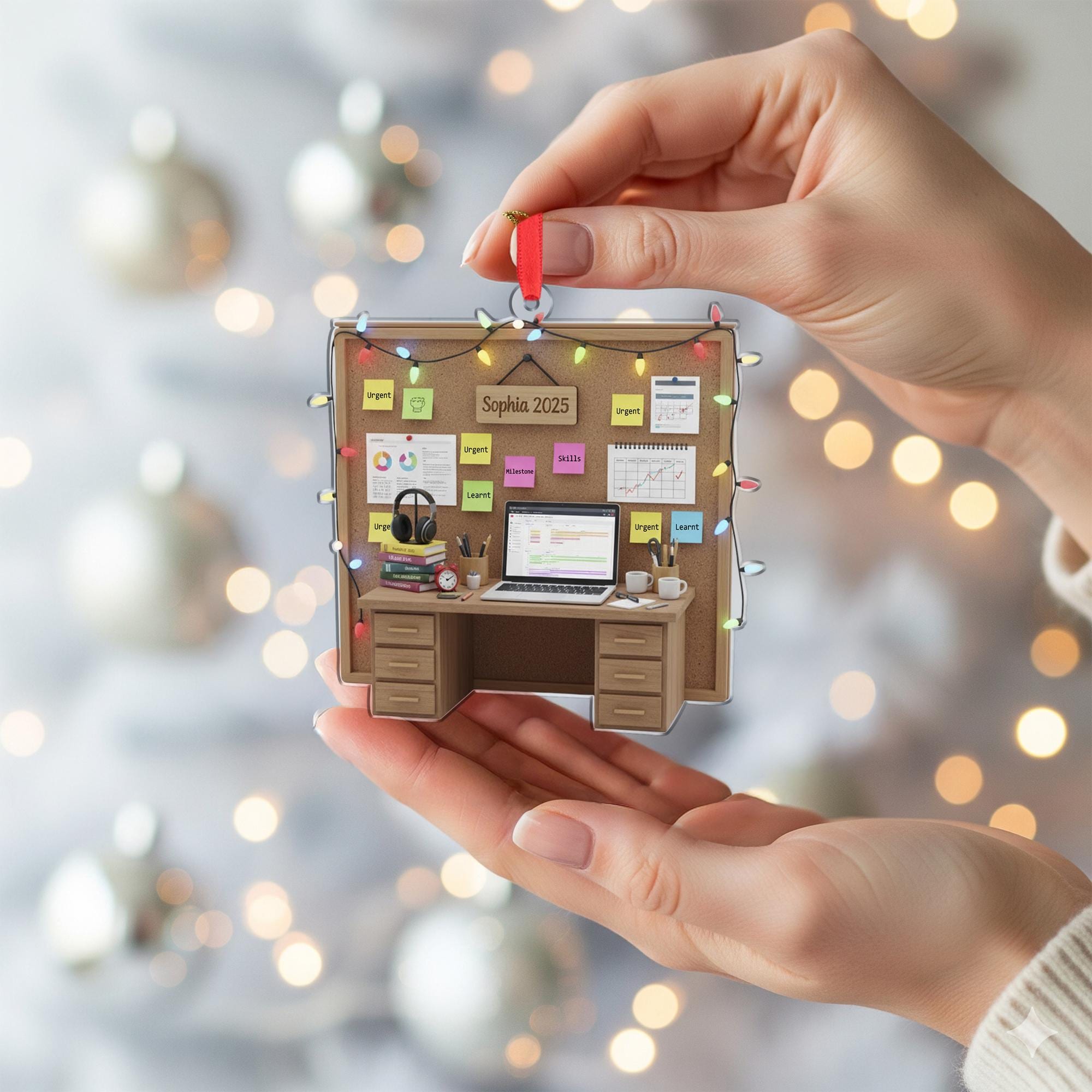 Personalized Home Office Ornament Desk Corkboard Worker Student Keepsake image 4