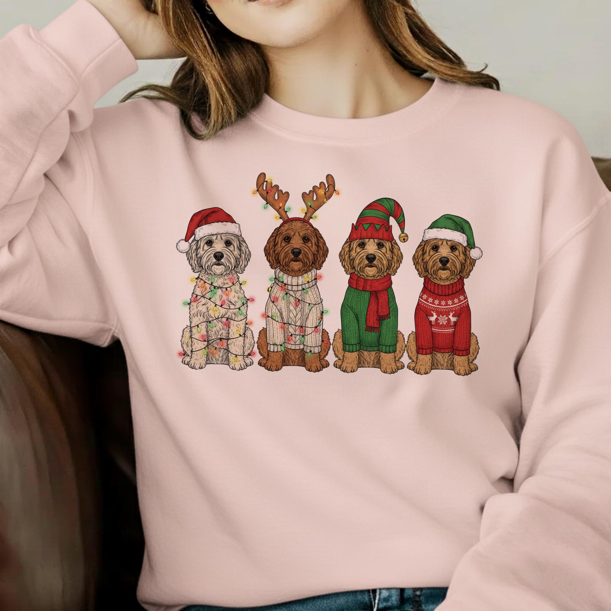 Cute Goldendoodles Christmas Sweatshirt – Dog Mom Holiday Top image 2