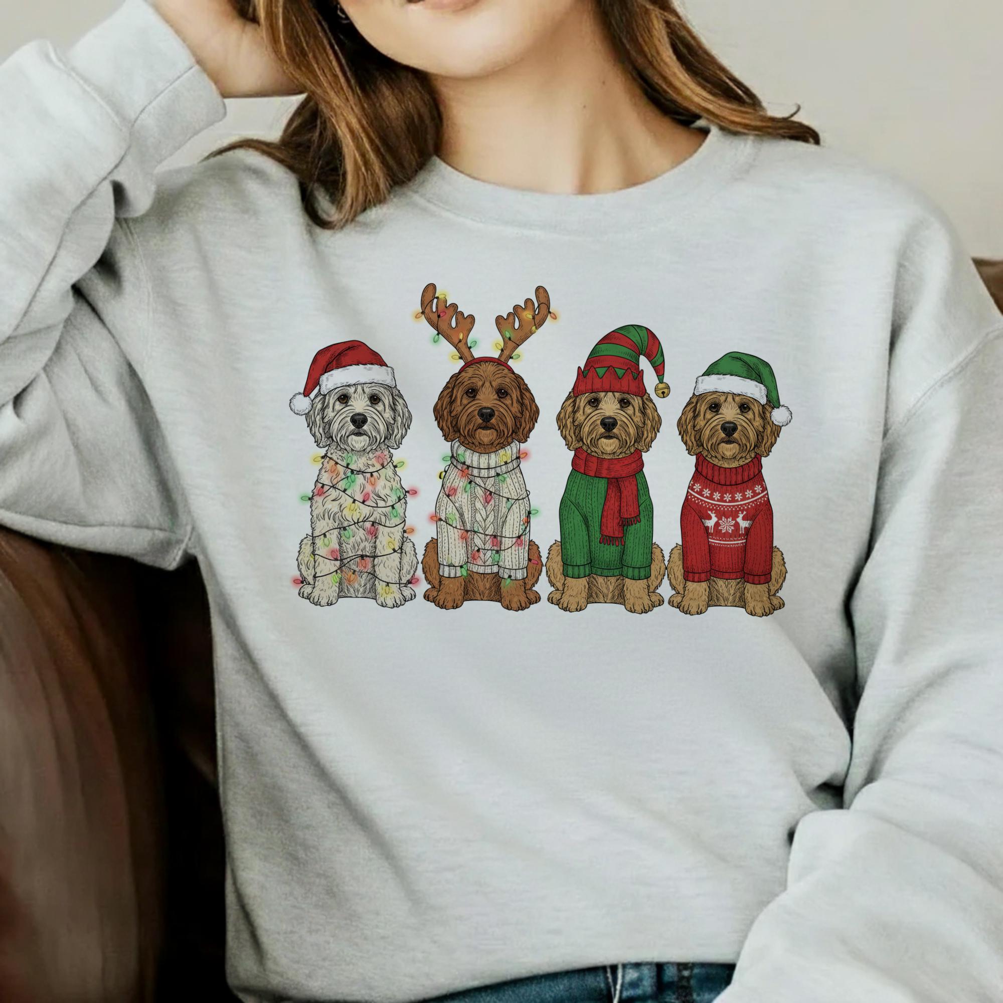 Cute Goldendoodles Christmas Sweatshirt – Dog Mom Holiday Top image 1