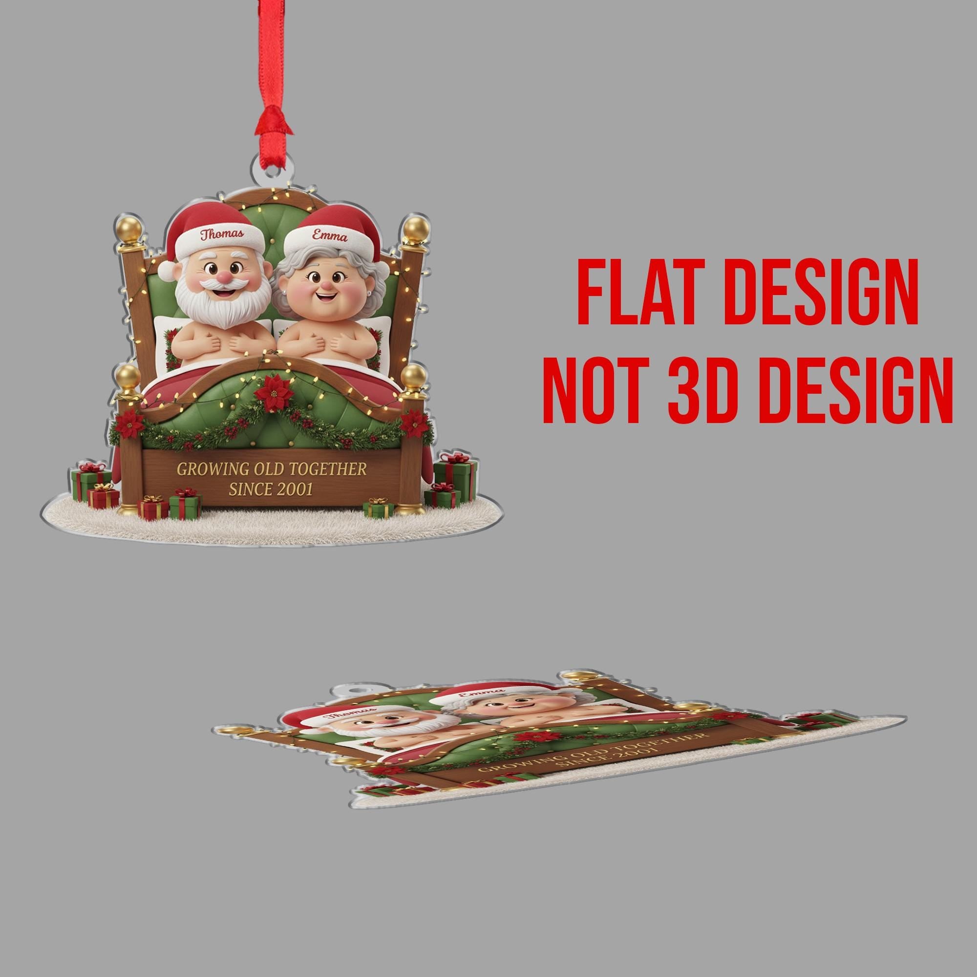 Personalized Couple Ornament - Funny Gift for Husband Wife Growing Old Together image 2