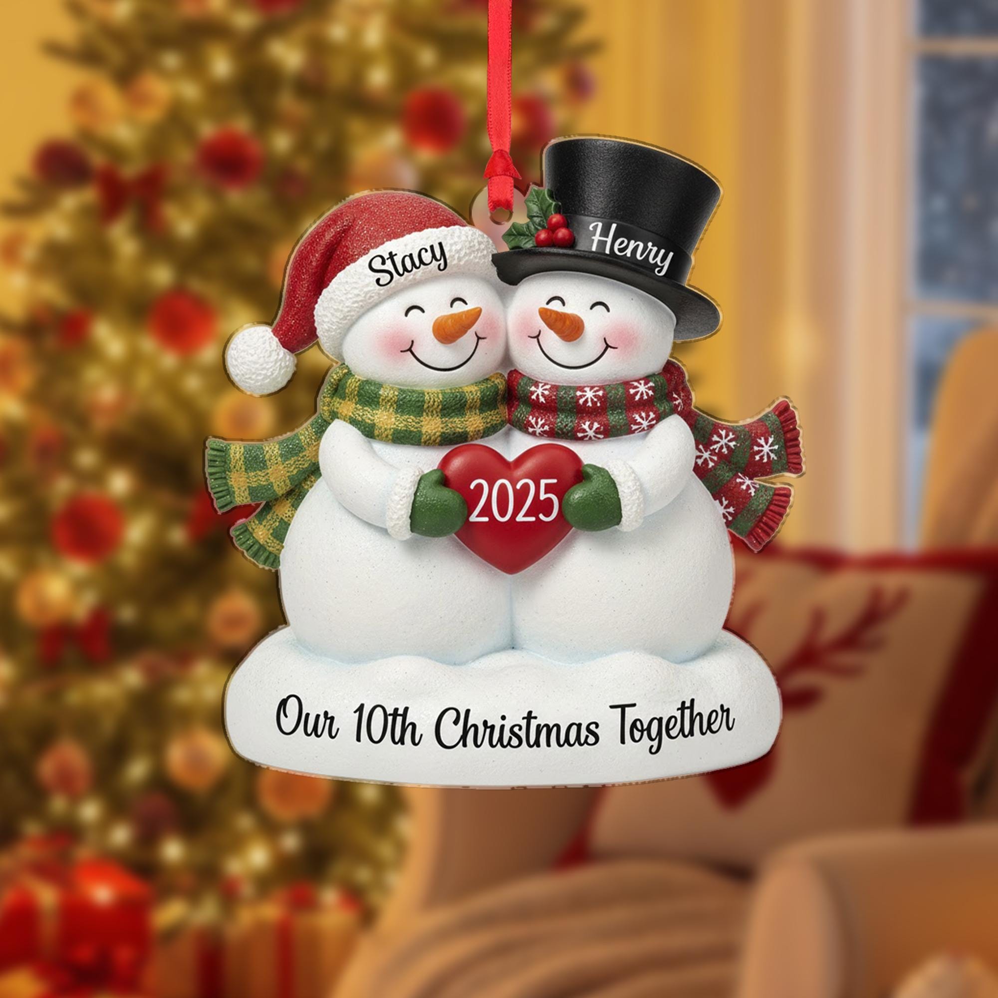 Couple Snowman 10th Anniversary Ornament - Personalized Christmas Gift for Couples image 1