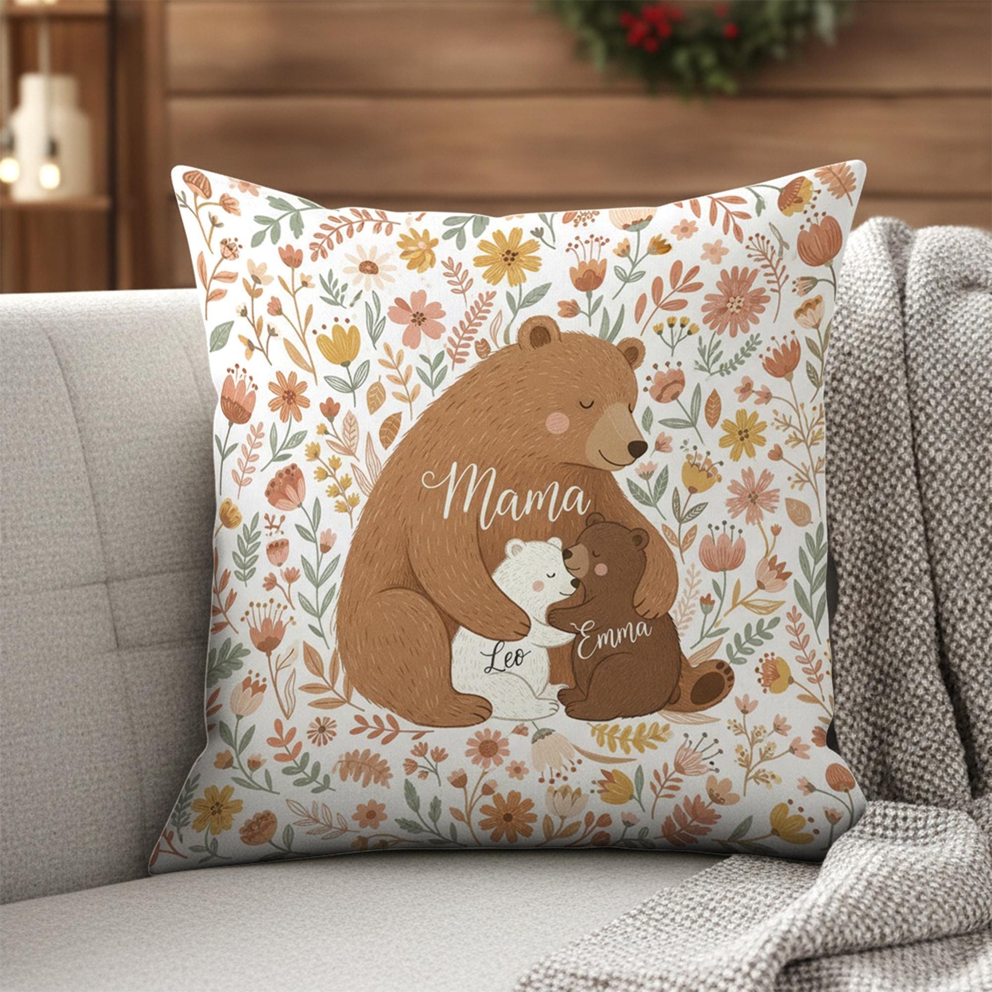 Personalised Mama Bear Pillow – Custom Name, Soft Polyester Throw Pillow image 4