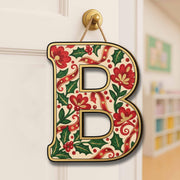 Christmas Monogram Door Hanger – Personalized Initial Sign image 1