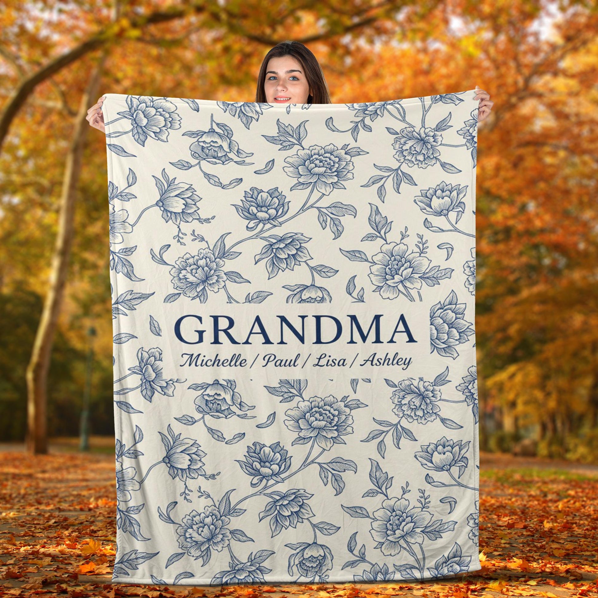 Personalised Grandma Floral Throw Blanket – Custom Names, Soft Microfleece Print image 5