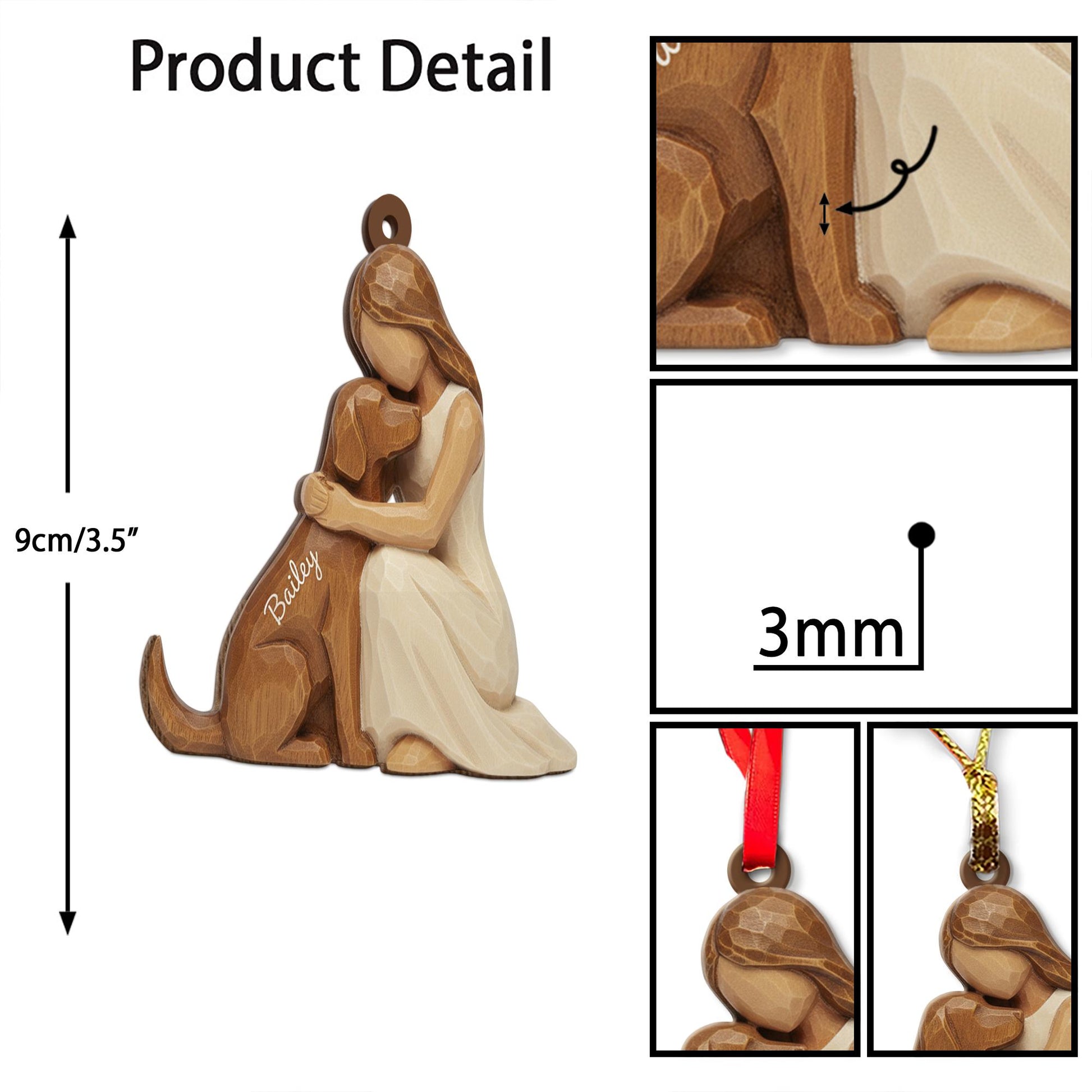 Personalised Ornament Woman & Dog Hugging – Pet Owner Keepsake image 4