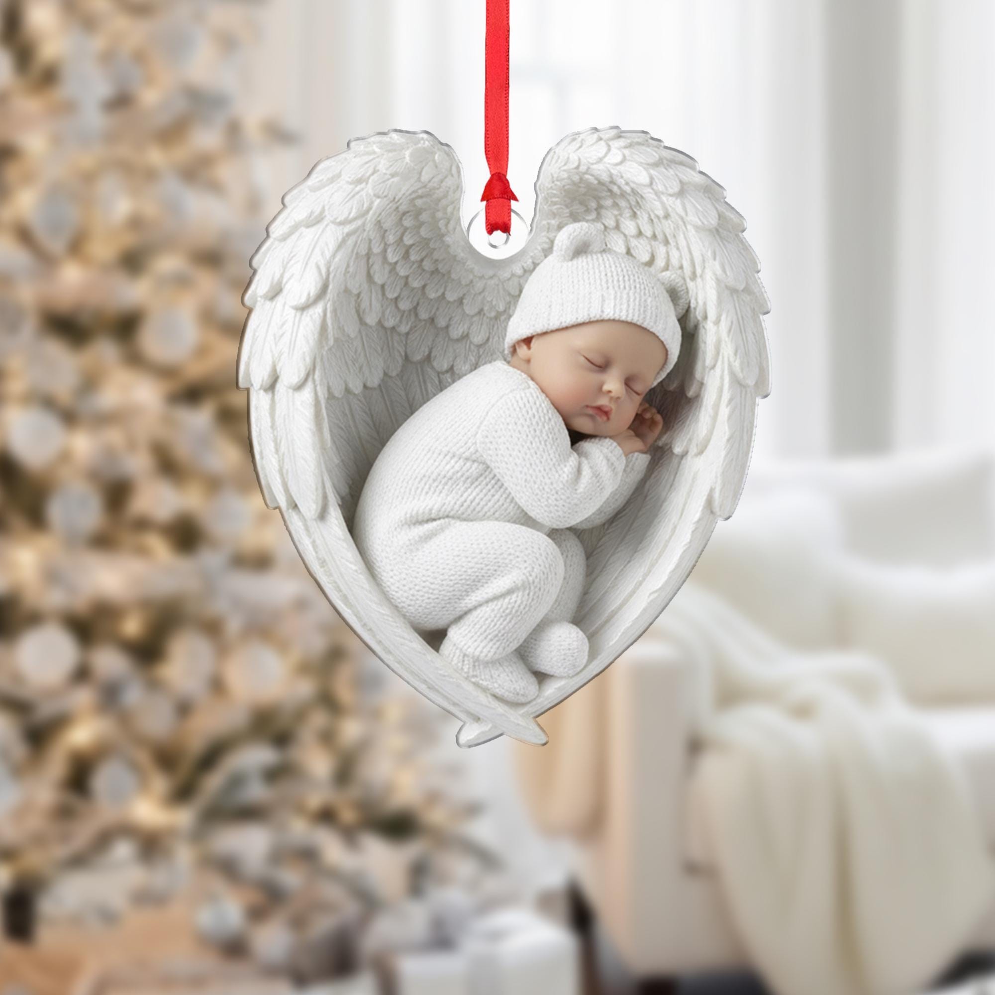 Personalised Baby Angel Wing Ornament: Custom First Christmas Keepsake Hanging Decoration image 2