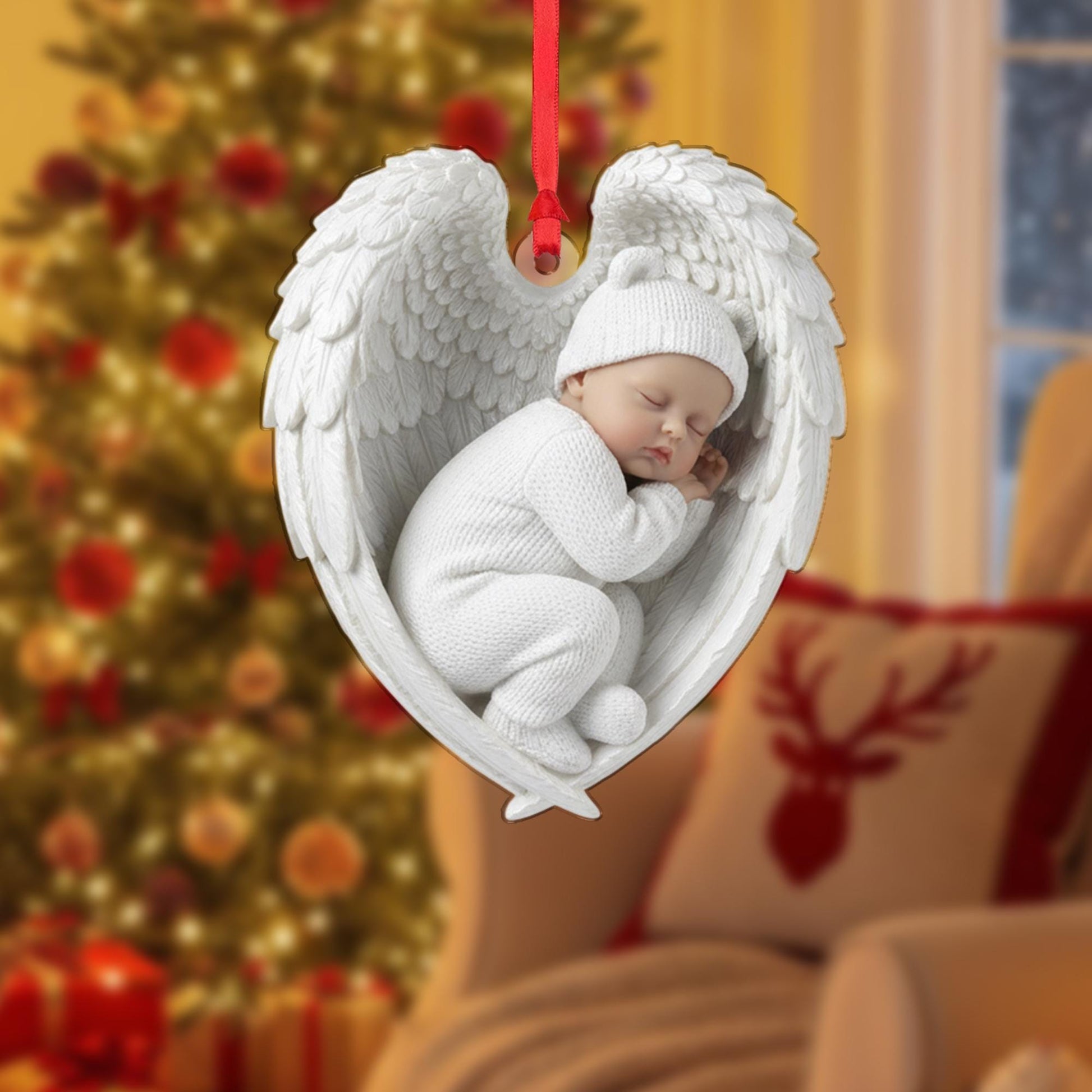 Personalised Baby Angel Wing Ornament: Custom First Christmas Keepsake Hanging Decoration image 3