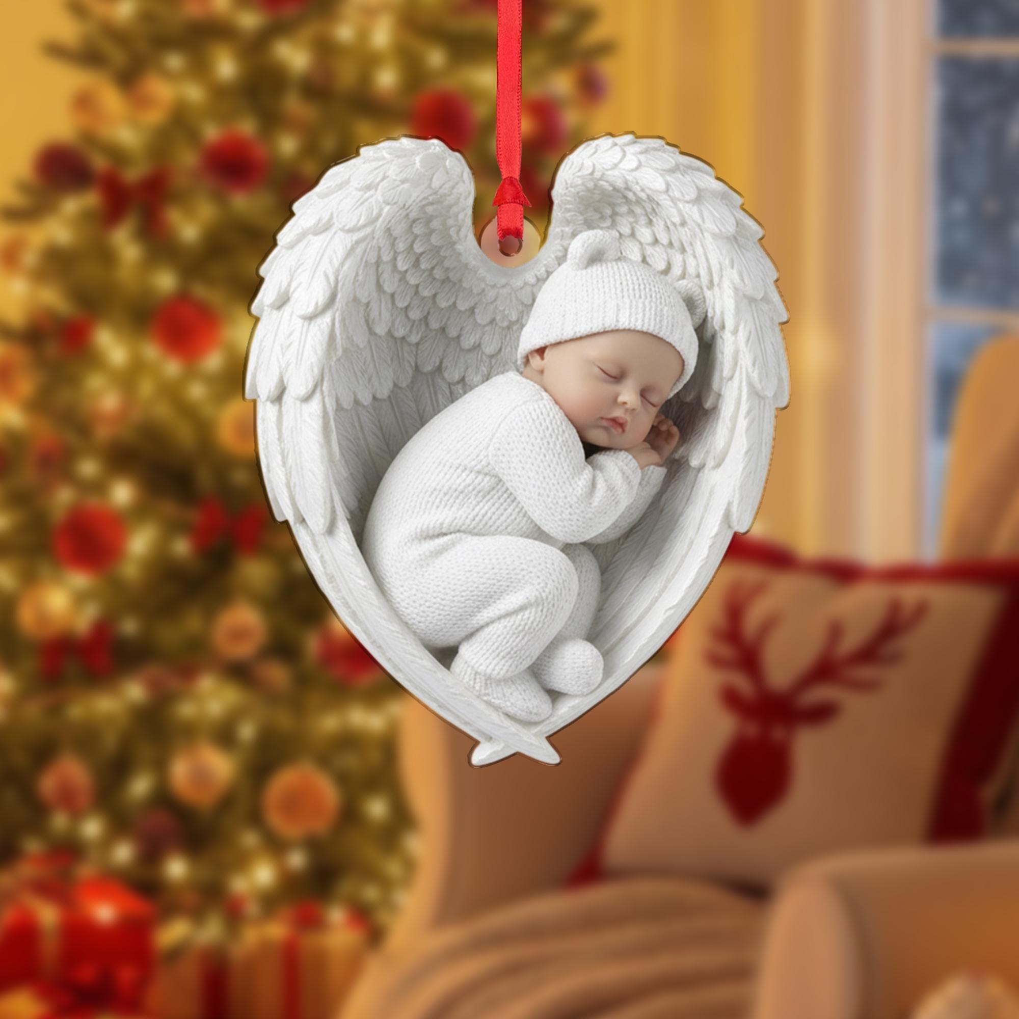 Personalised Baby Angel Wing Ornament: Custom First Christmas Keepsake Hanging Decoration image 3