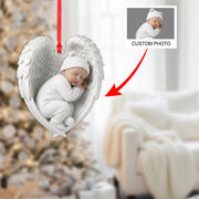 Personalised Baby Angel Wing Ornament: Custom First Christmas Keepsake Hanging Decoration image 1