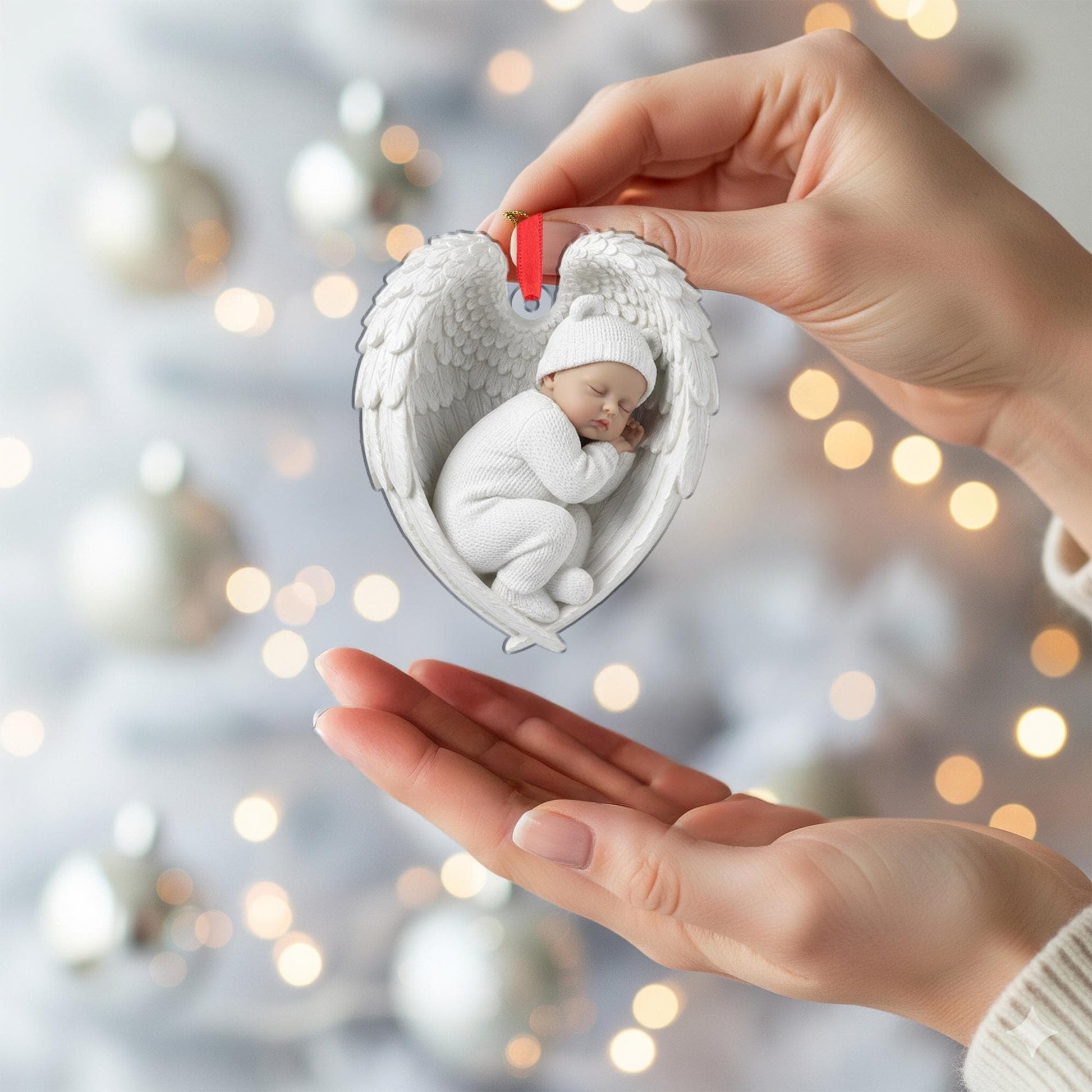 Personalised Baby Angel Wing Ornament: Custom First Christmas Keepsake Hanging Decoration image 5