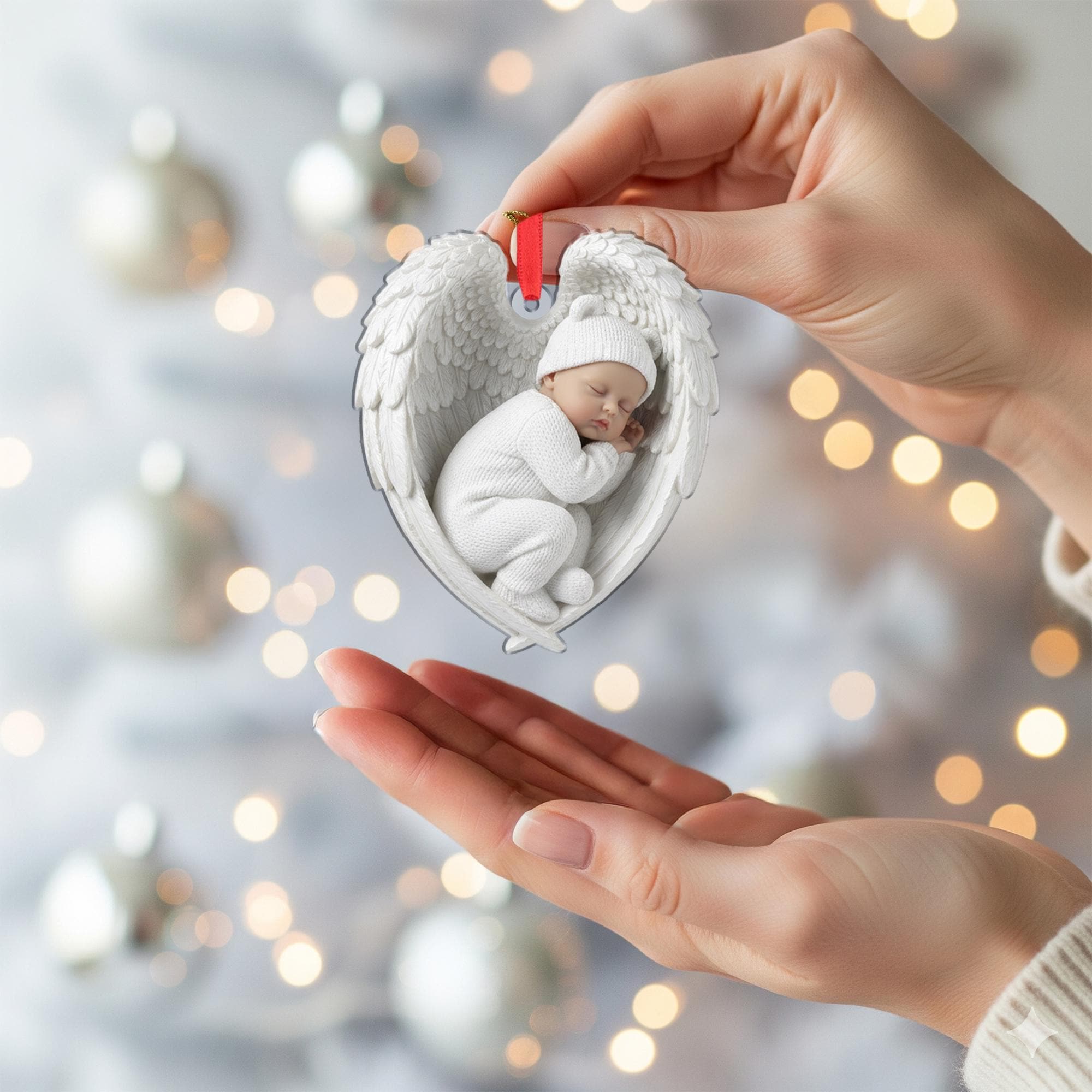 Personalised Baby Angel Wing Ornament: Custom First Christmas Keepsake Hanging Decoration image 5