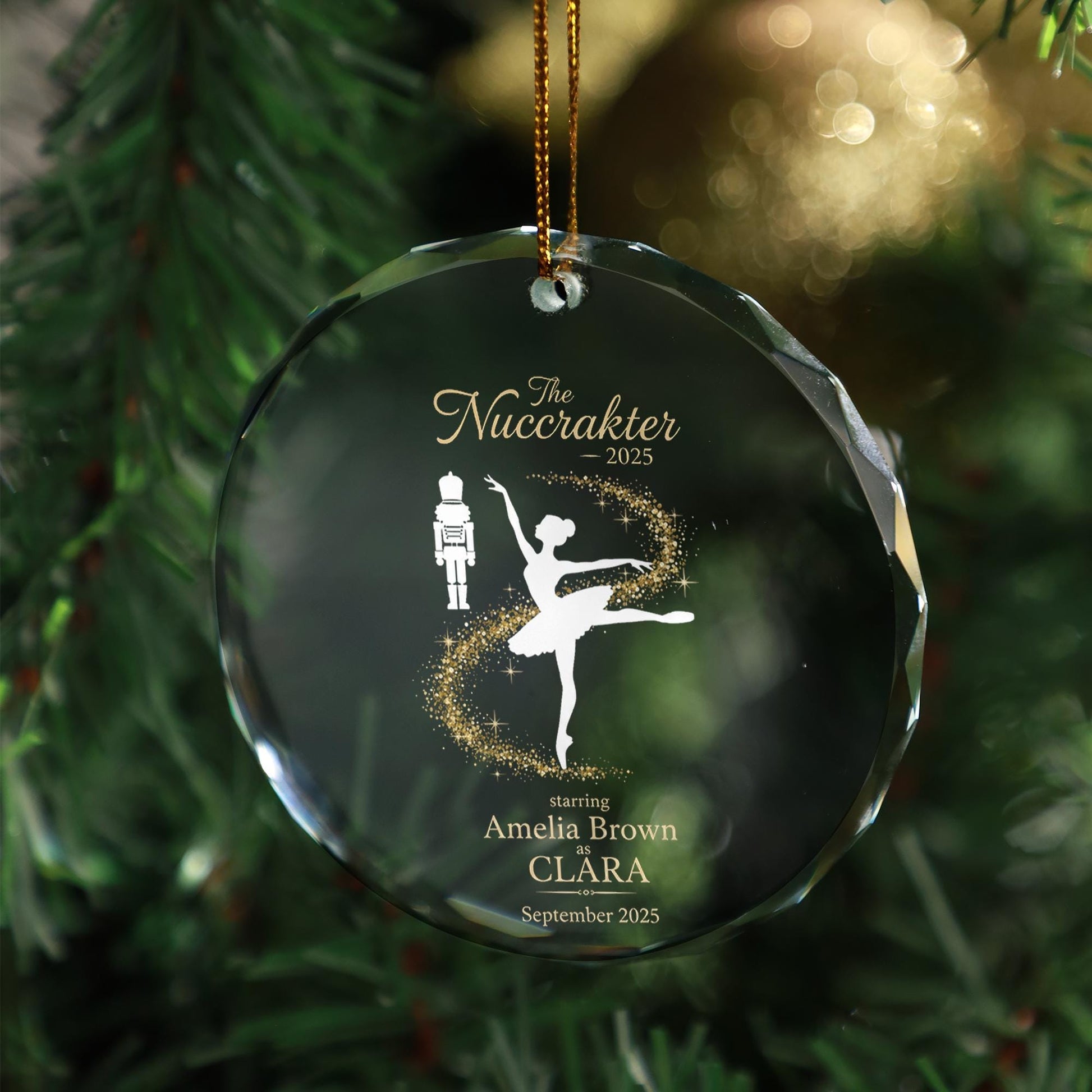 Personalised Glass Ballet Ornament – ‘Nutcracker 2025’ Round Keepsake for Clara Role image 2