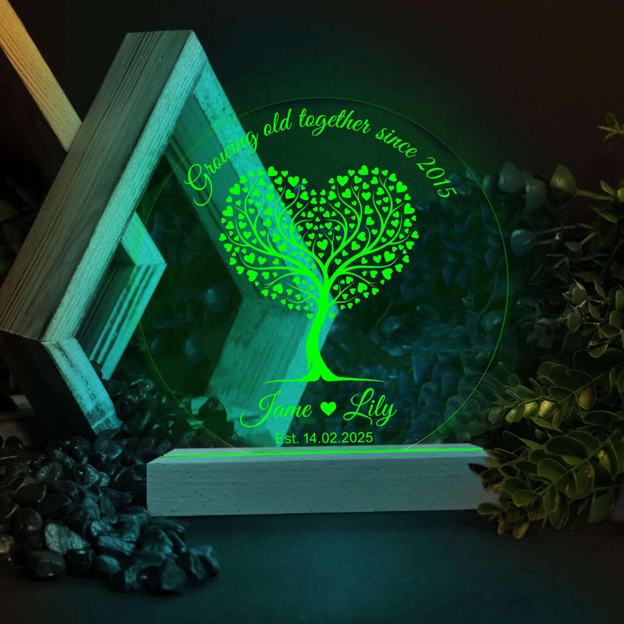 Personalised LED Wood-Base Light – Acrylic Disc Lamp with Custom Name & Date image 5