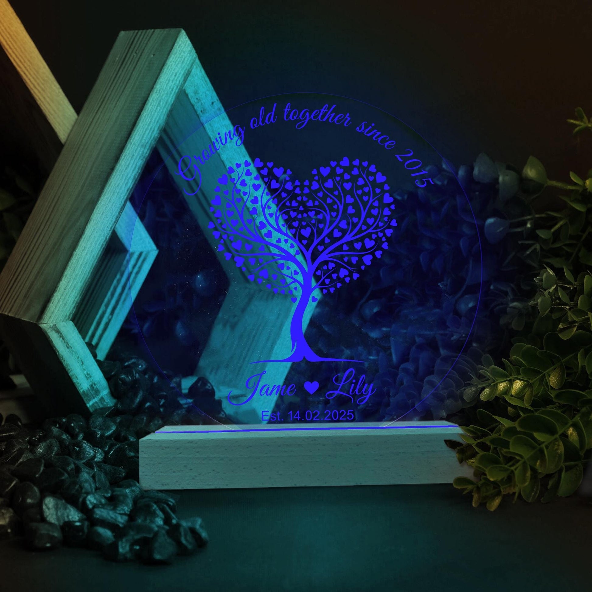 Personalised LED Wood-Base Light – Acrylic Disc Lamp with Custom Name & Date image 7