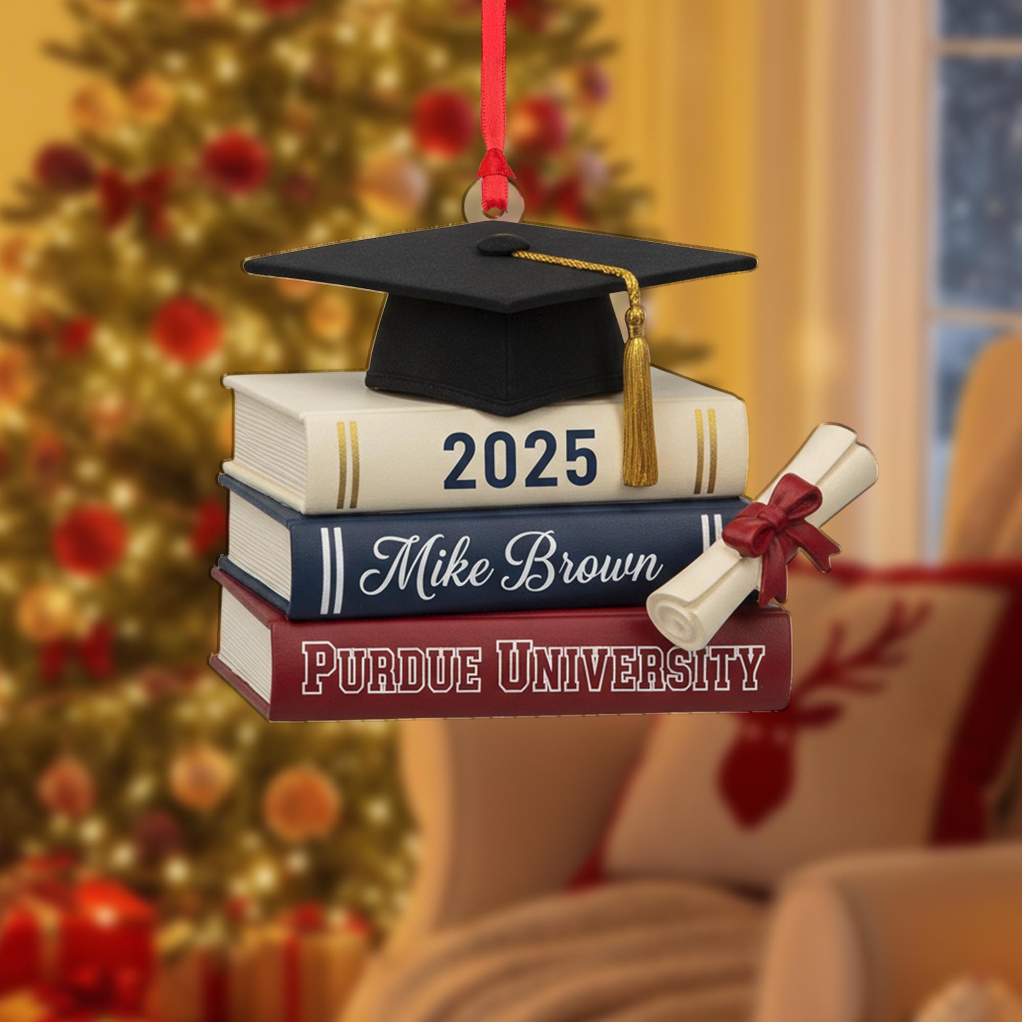 Personalised Graduation Ornament – 2025 Year Stack Books Decoration image 2