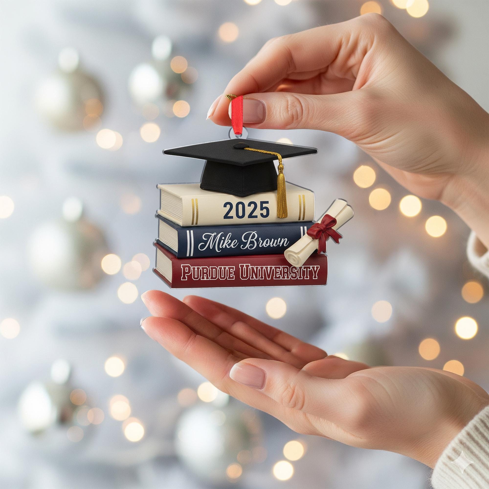 Personalised Graduation Ornament – 2025 Year Stack Books Decoration image 6