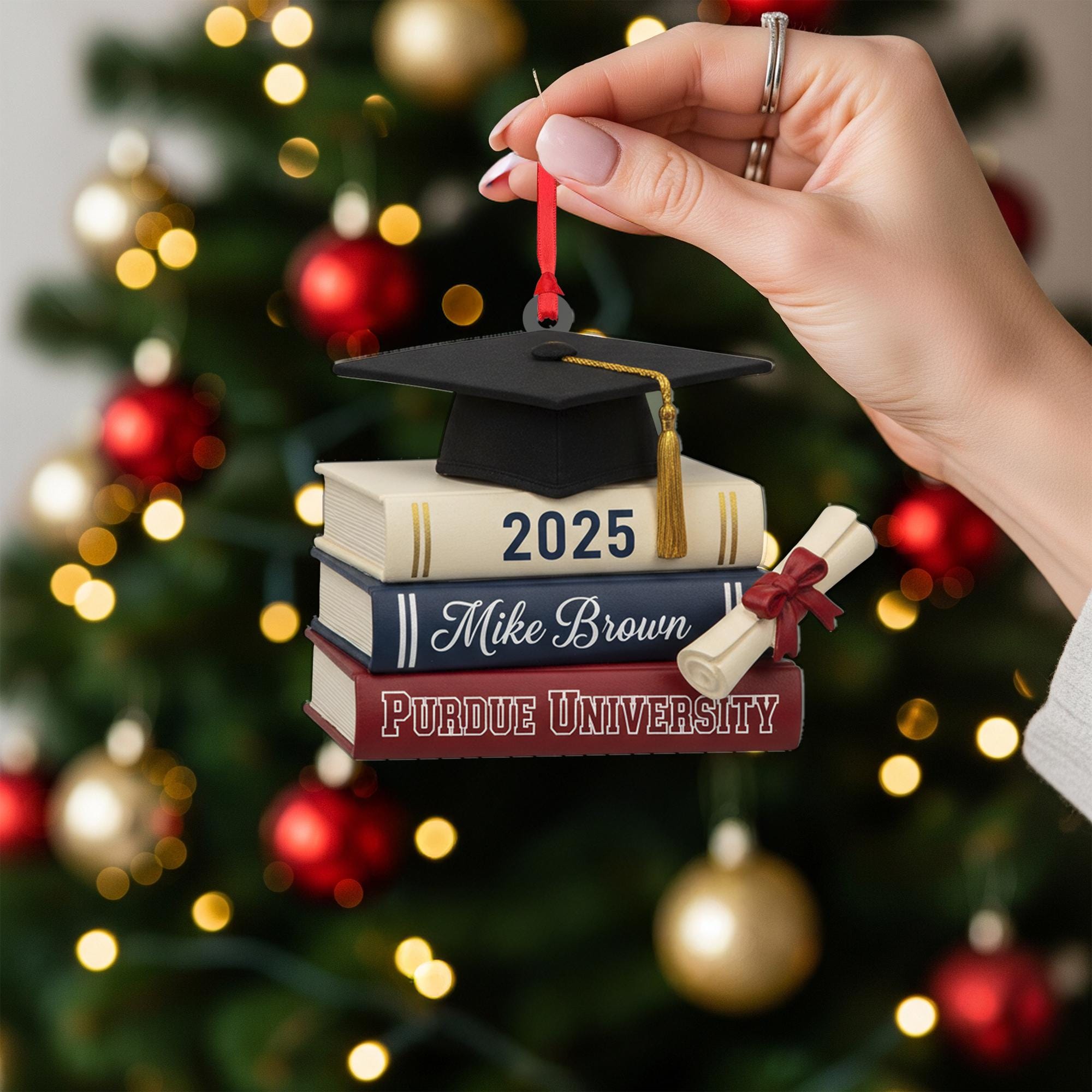 Personalised Graduation Ornament – 2025 Year Stack Books Decoration image 3