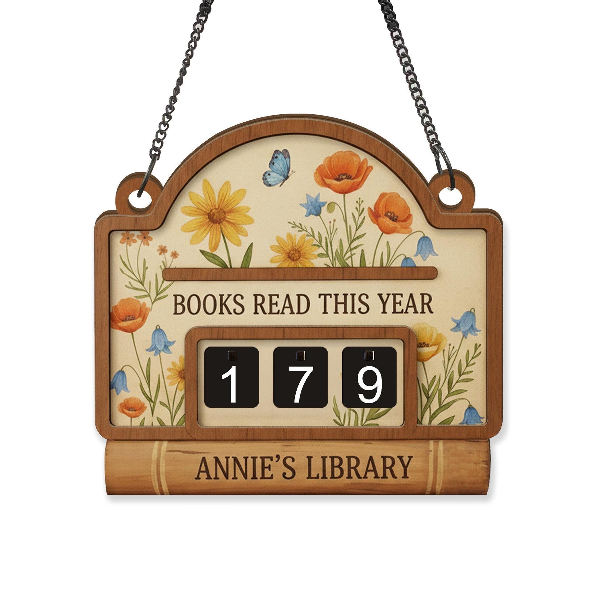 Custom Books Read Tracker Counter - Personalized Wooden Book Lover Gift image 5