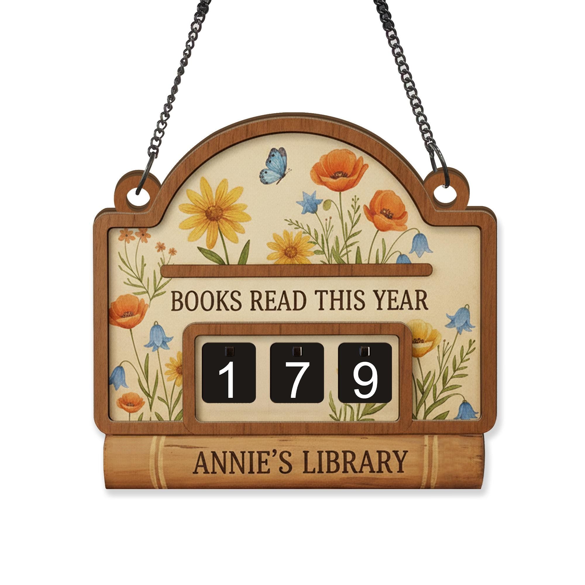 Custom Books Read Tracker Counter - Personalized Wooden Book Lover Gift image 5