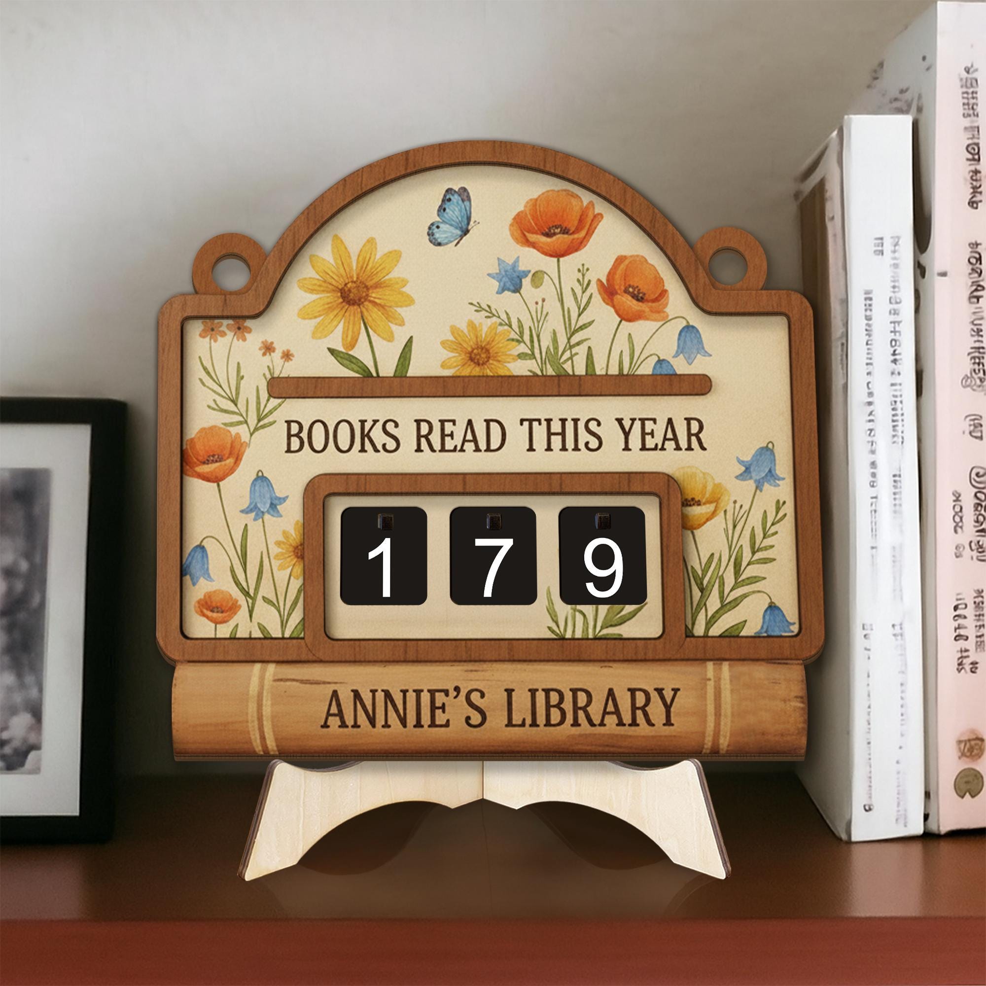 Custom Books Read Tracker Counter - Personalized Wooden Book Lover Gift image 6
