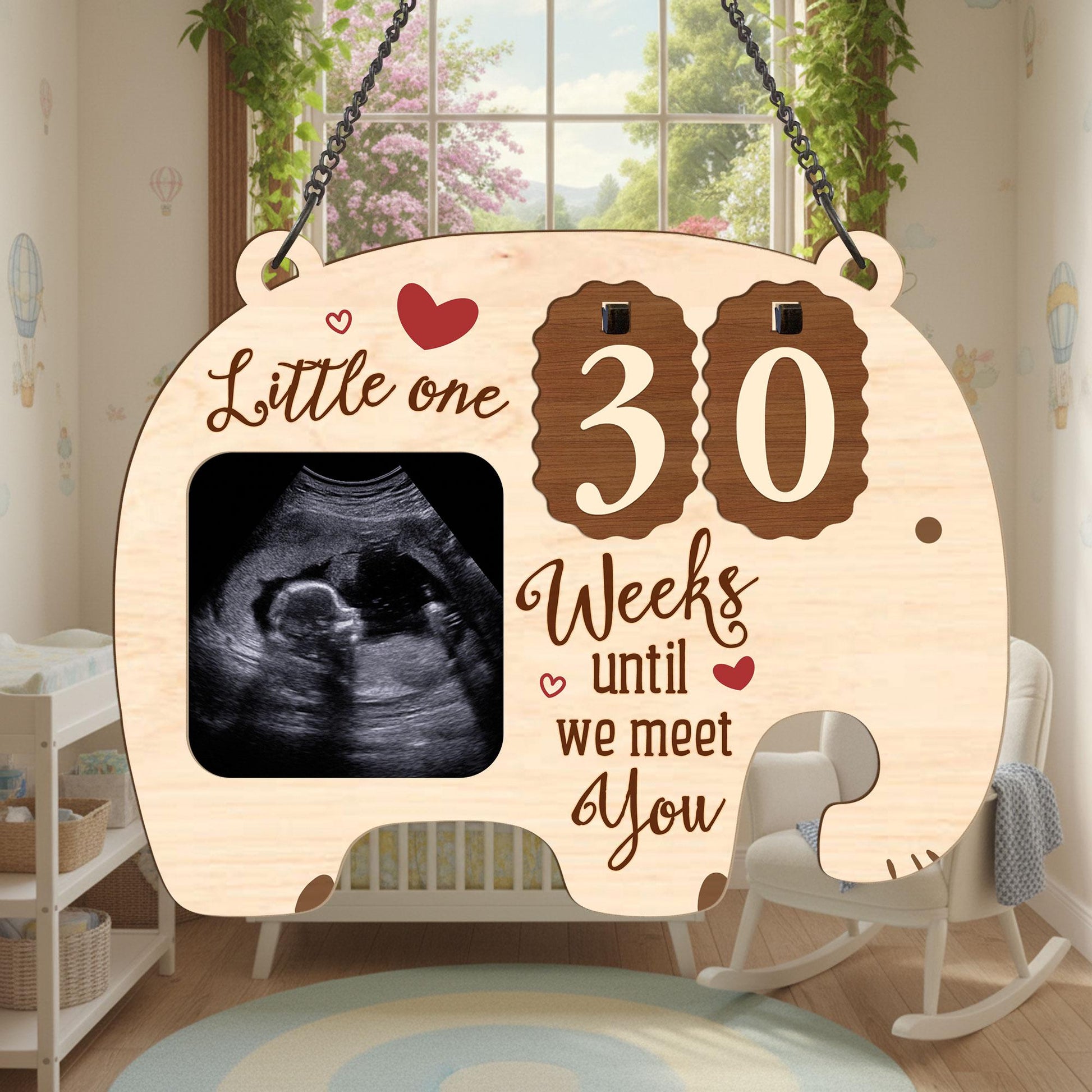 Custom Baby Elephant Sonogram Picture Frame: Ultrasound Countdown Gift for Expecting Parents image 3