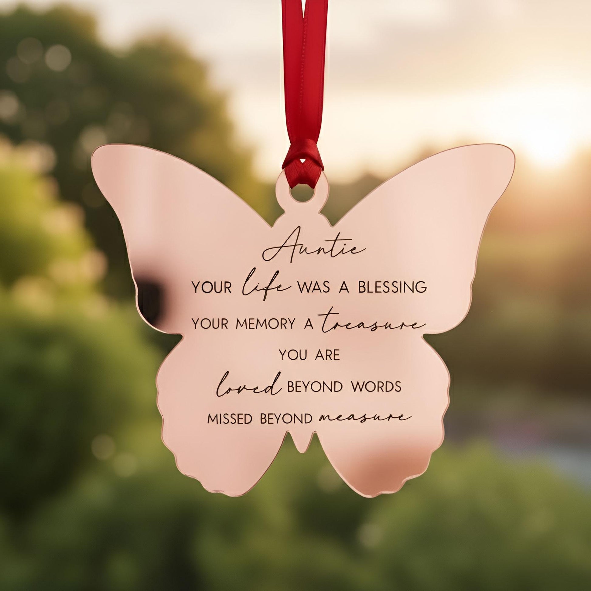 Family Remembrance Christmas Acrylic Mirror Ornament: Memorial Tree Decoration image 1