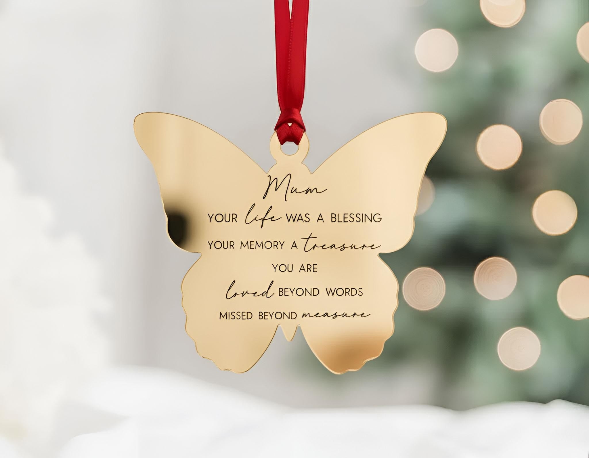 Family Remembrance Christmas Acrylic Mirror Ornament: Memorial Tree Decoration image 3