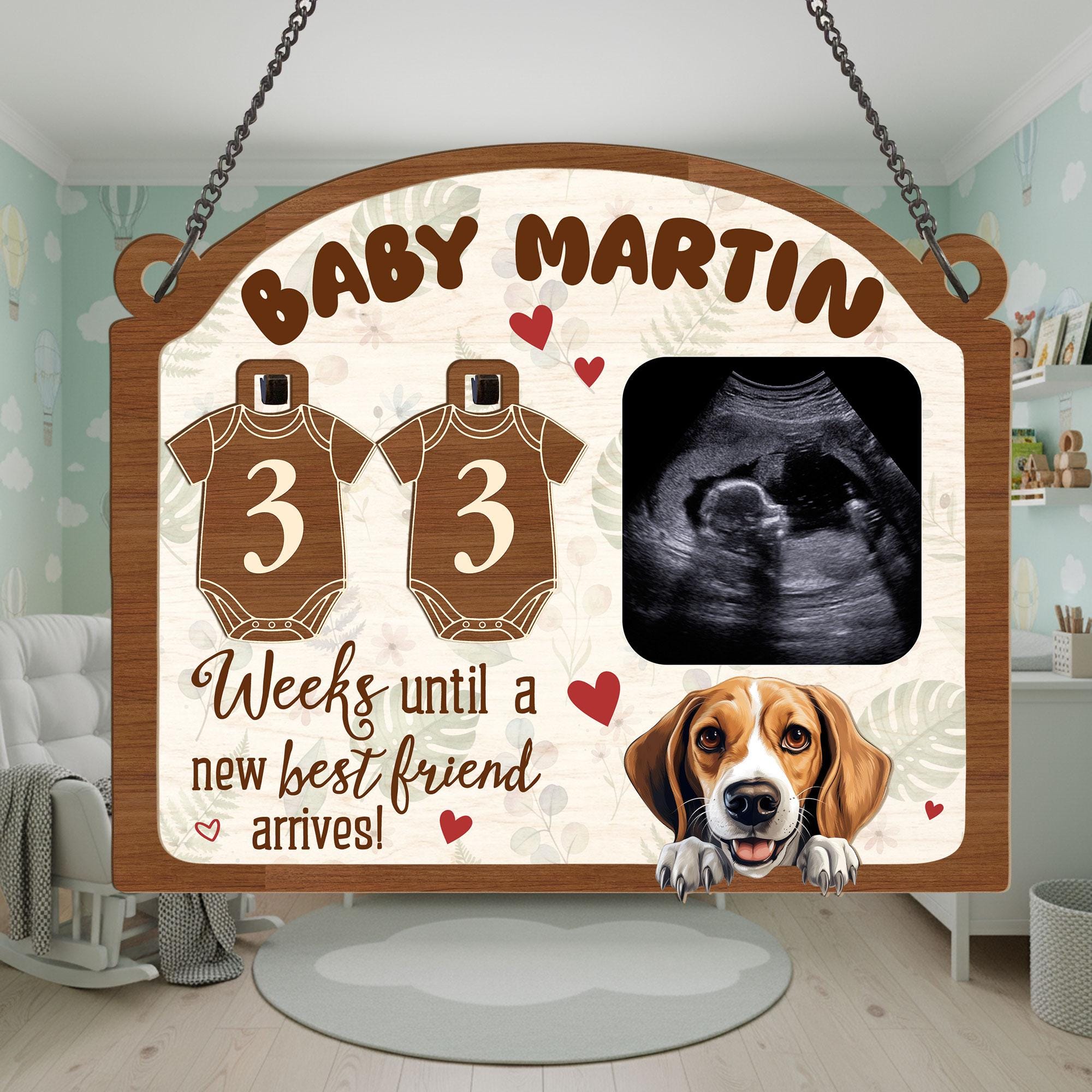 Custom Sonogram Picture Frame: Pet Dog & Baby Announcement image 2